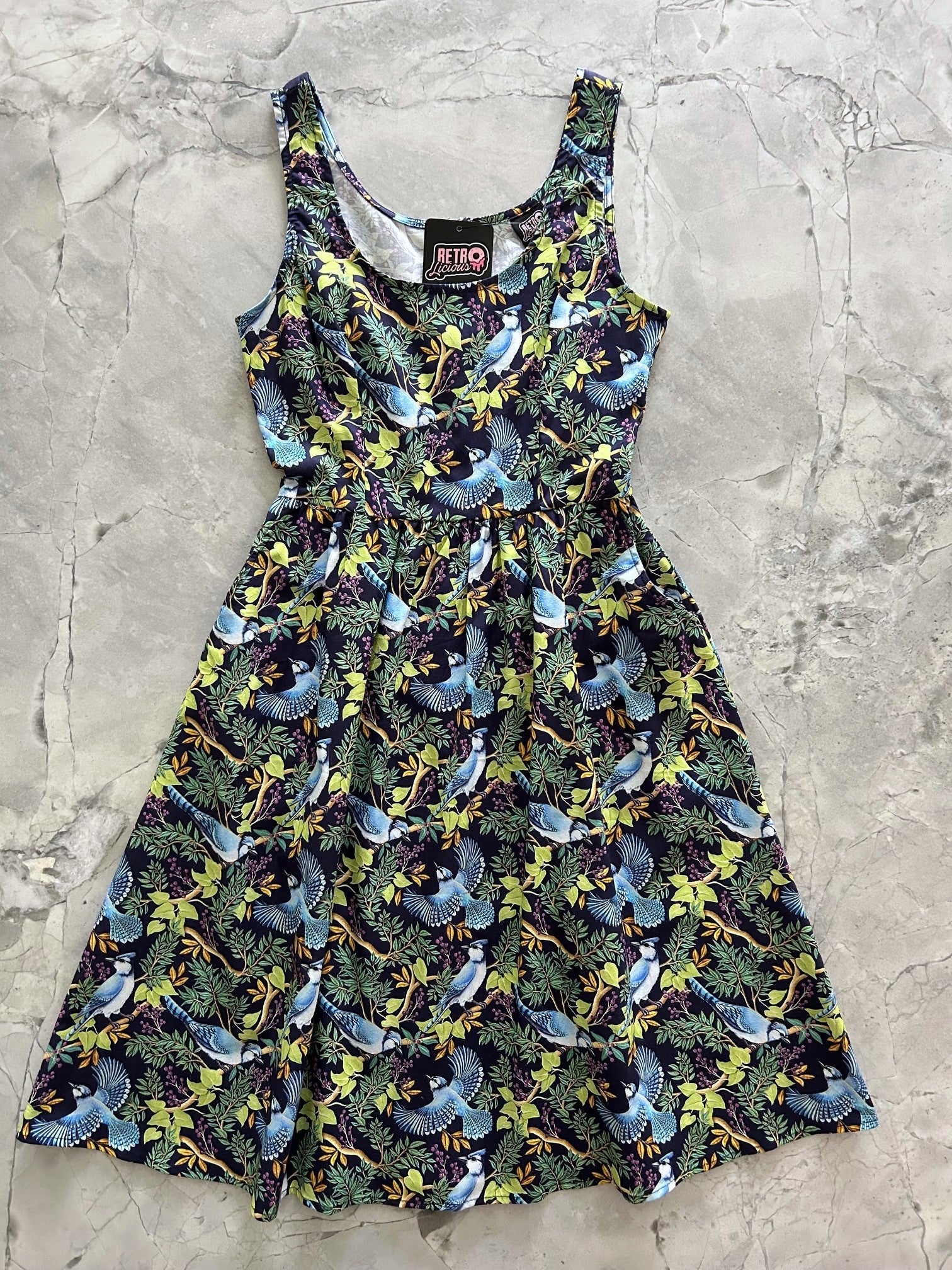 Stylish Birds Print Fit & Flare Dress for Women - Perfect for Casual Outings, Parties & Summer Events
