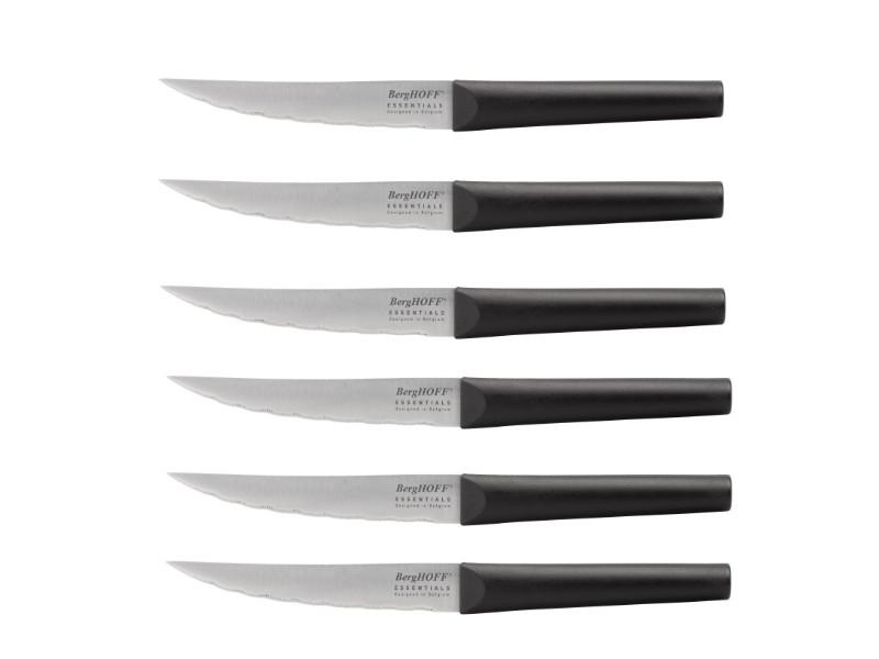 BergHOFF Eclipse 9 Stainless Steel Steak Knife Set - 6-Piece High-Quality Serrated Steak Knives for Steak, Meat, and Fine Dining - Perfect for Restaurants, Dinner Parties, and Home Kitchens
