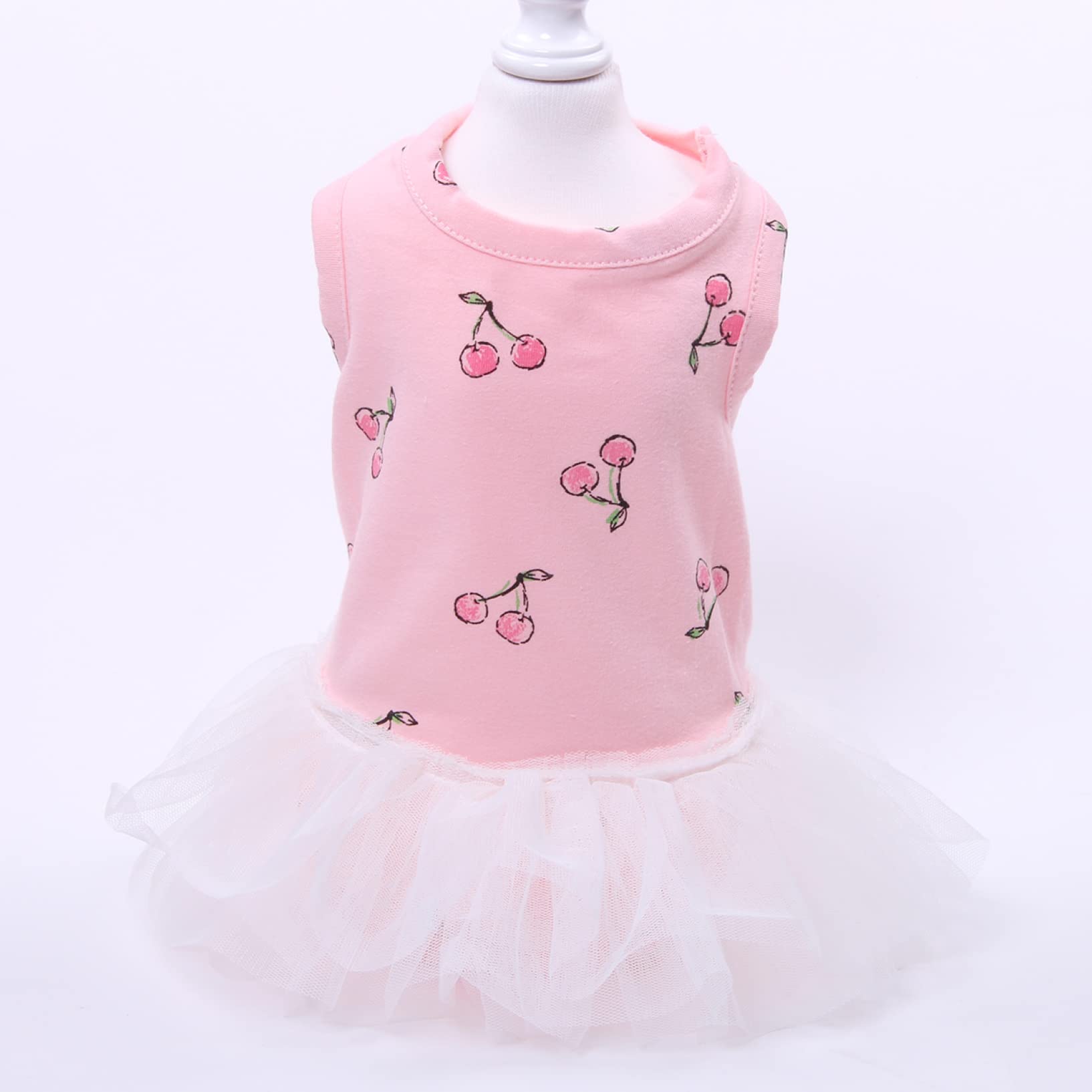 Breathable Spring Summer Pet Dog Clothes - Princess Dresses for Small Dogs & Cats with Cherry Print Tutu Skirts | Perfect for Outdoor Walks, Parties & Photo Shoots