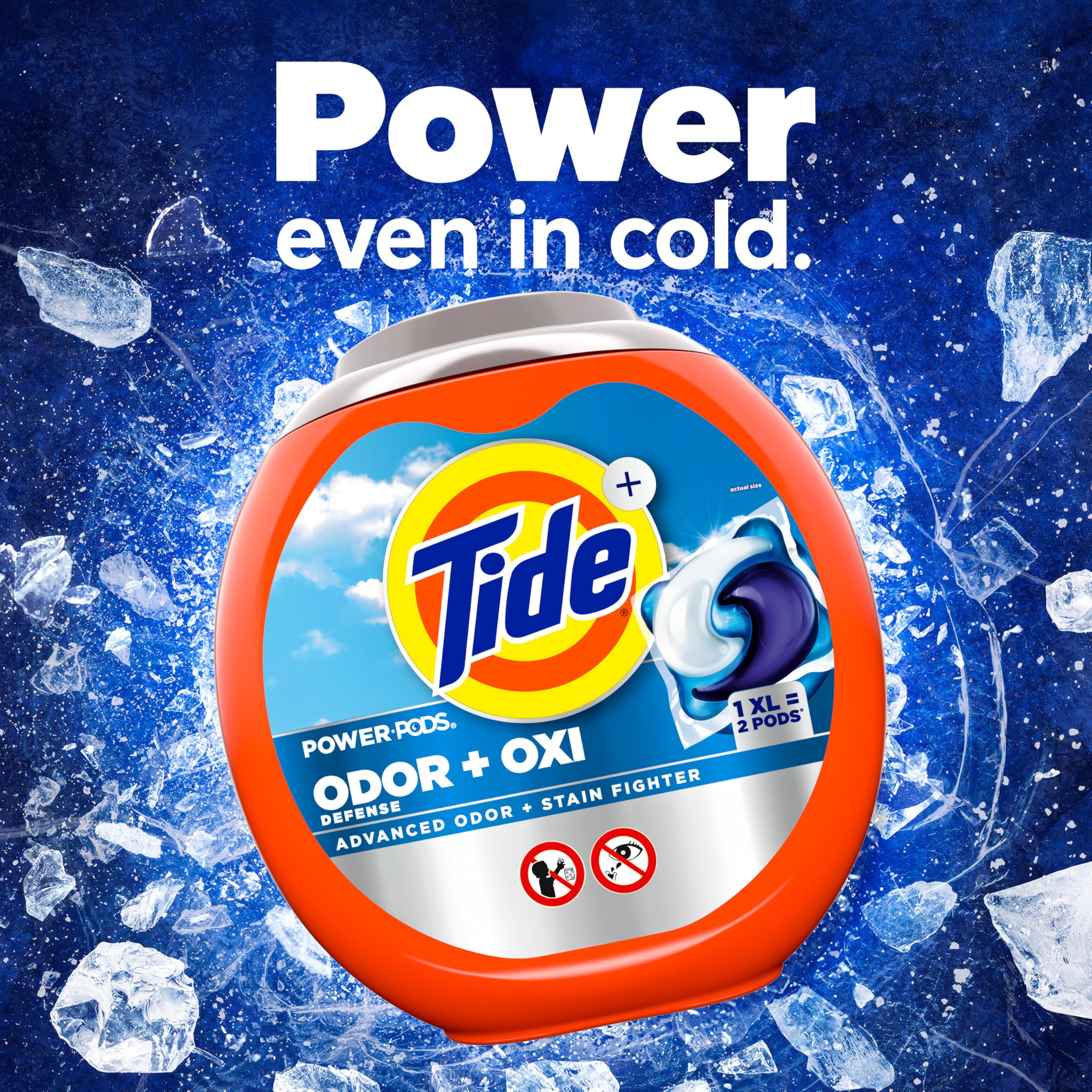 Tide Ultra OXI Power PODS with Odor Eliminators - 18 Count Laundry Detergent Pacs for Visible & Invisible Dirt - Powerful Stain Removal for Clothes, Sheets & Towels - Perfect for Families, Gym Clothes & Pet Owners