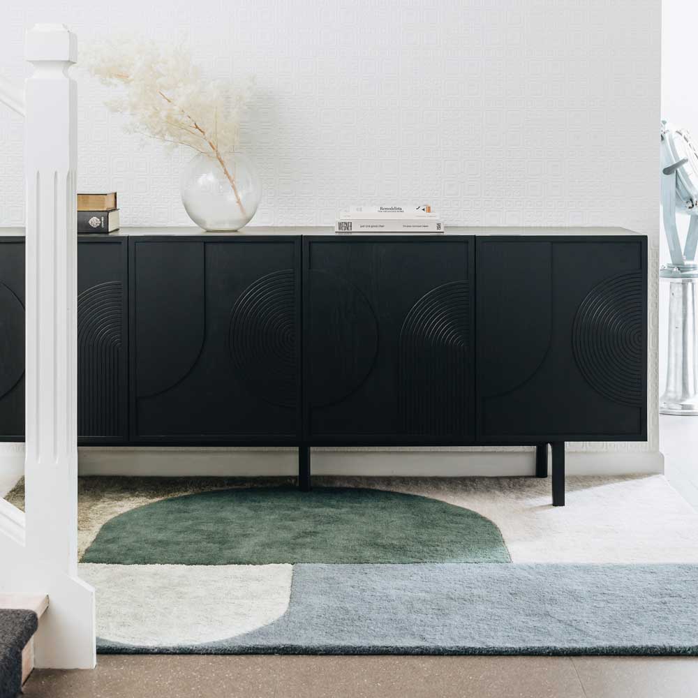 Arc Sideboard Black - Modern Wooden Storage Cabinet for Living Room, Dining Room & Entryway