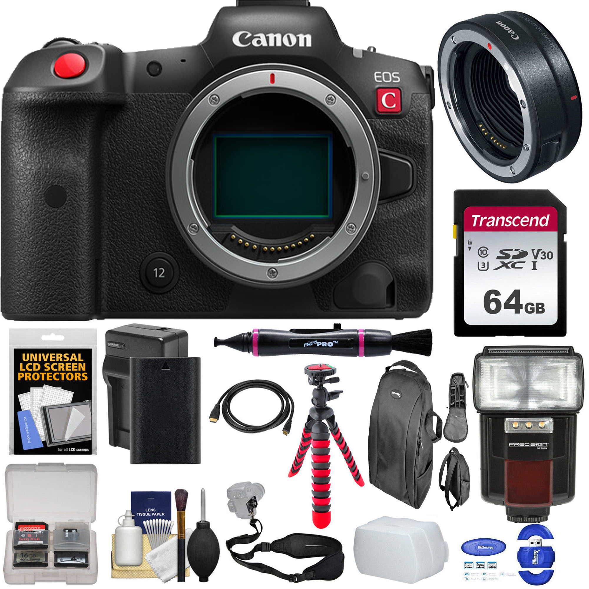 Canon EOS R5 C Mirrorless Digital Camera Body with EF-EOS R Mount Adapter - 8K Video, 45MP Full Frame, Dual Pixel CMOS AF - Perfect for Professional Photography & Videography