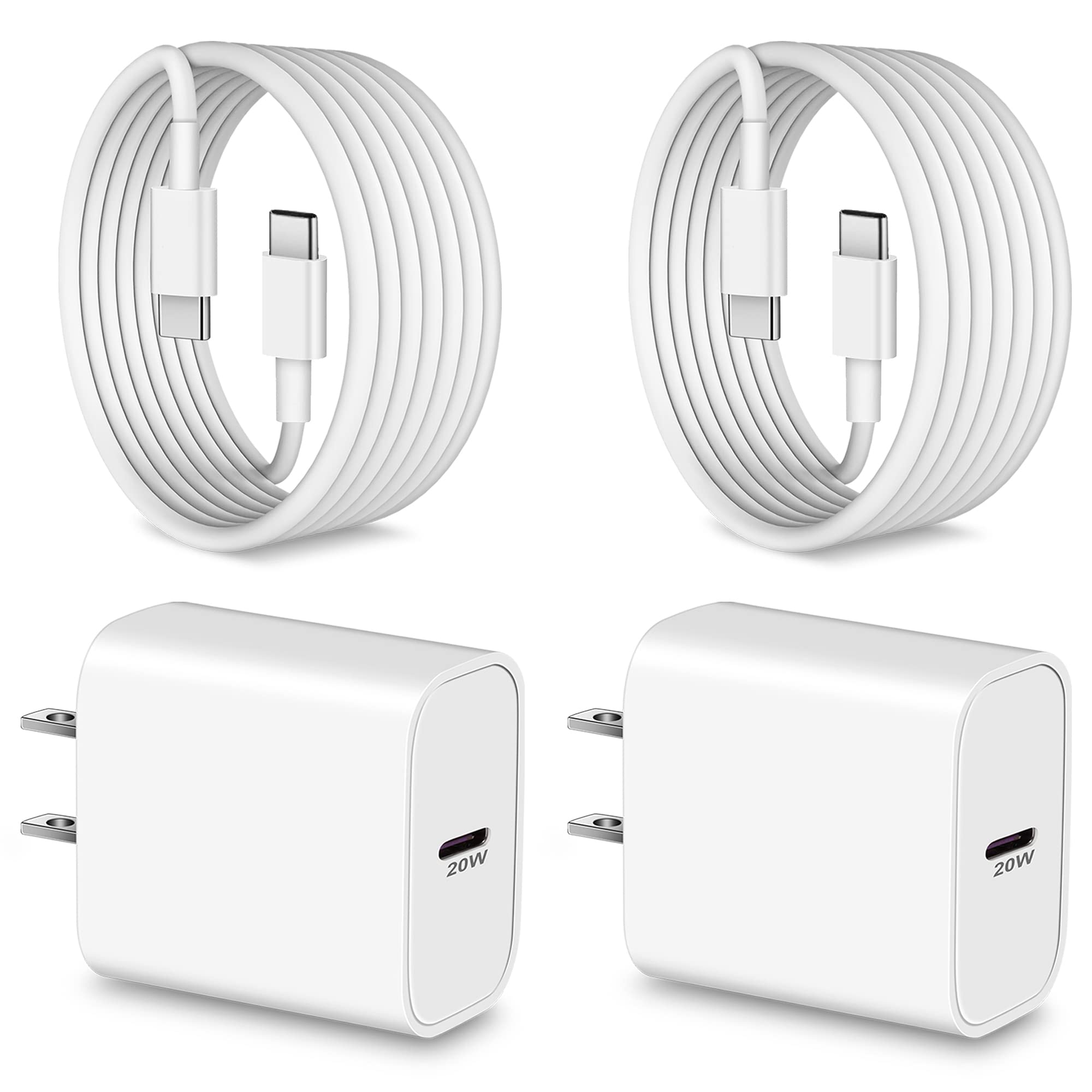 Apple MFi Certified 20W USB C Fast Charger for iPad Pro 12.9/11 inch (2022-2018), iPad Air 4/5, iPad 10th Gen, iPad Mini 6 - Includes 6FT USB C Cable - Perfect for Home, Office & Travel Charging