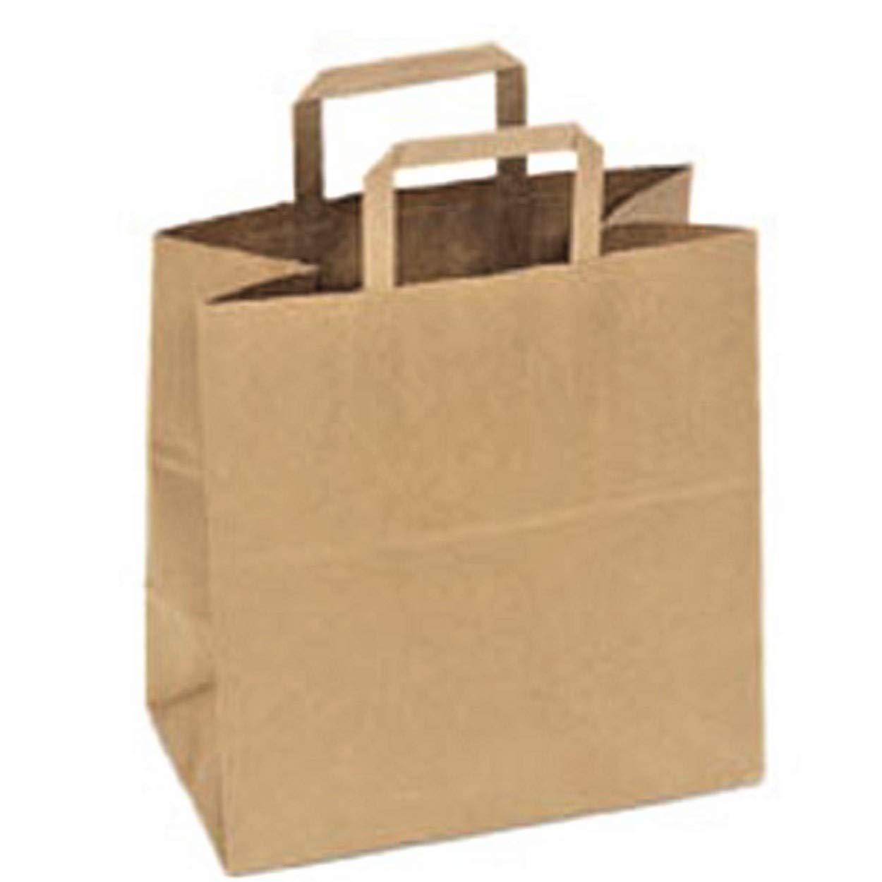 Eco-Friendly Large Paper Grocery Bags with Handles | 12x7x14 Inch Heavy Duty Kraft Brown Shopping Bags | 57 Lbs Weight Capacity (25 Pack) - Perfect for Supermarkets, Retail Stores & Farmers Markets
