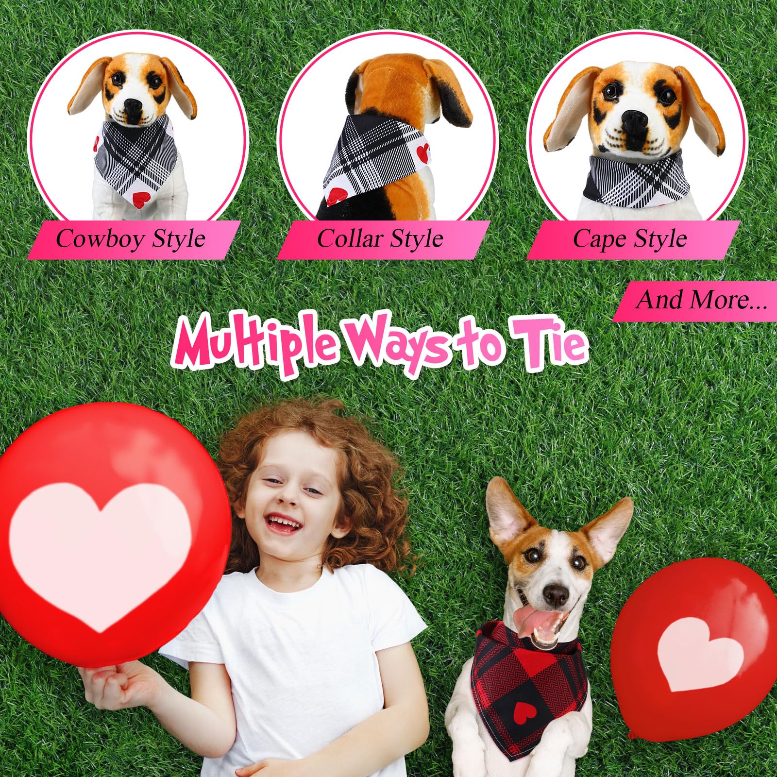 Sweetude 60 Pcs Plaid Dog Bandanas Bulk - Adjustable Washable Pet Scarves for Small to Large Dogs & Cats - Wedding, Mother's Day & Holiday Pet Costume Accessories - Perfect for Parties, Grooming & Photo Shoots