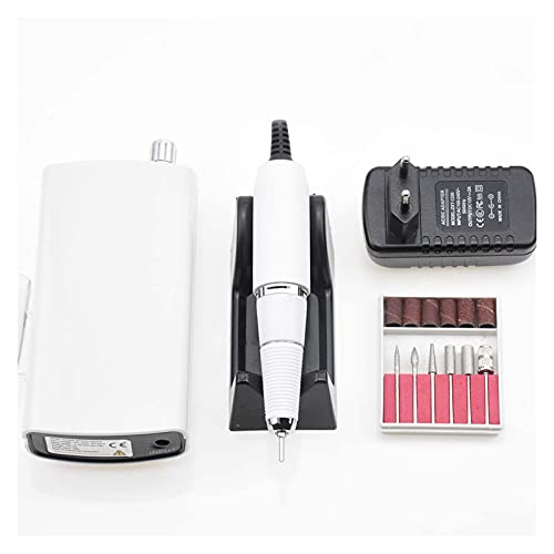 36W 35000RPM Rechargeable Electric Nail Drill Machine - Professional Manicure Pedicure Kit with Sanding Bands for Home & Salon Use | Portable Nail Art Tools (White) - Perfect for DIY Nail Care, Gel Polish Removal & Nail Shaping