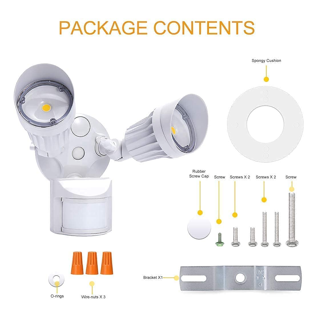 JJC LED 2-Pack Safety Lights - 20W 2000LM & 30W 3000LM 5000K Daylight White, IP65 Waterproof Motion Sensor Flood Light for Outdoor Security, Yard, Garage, and Pathway Lighting
