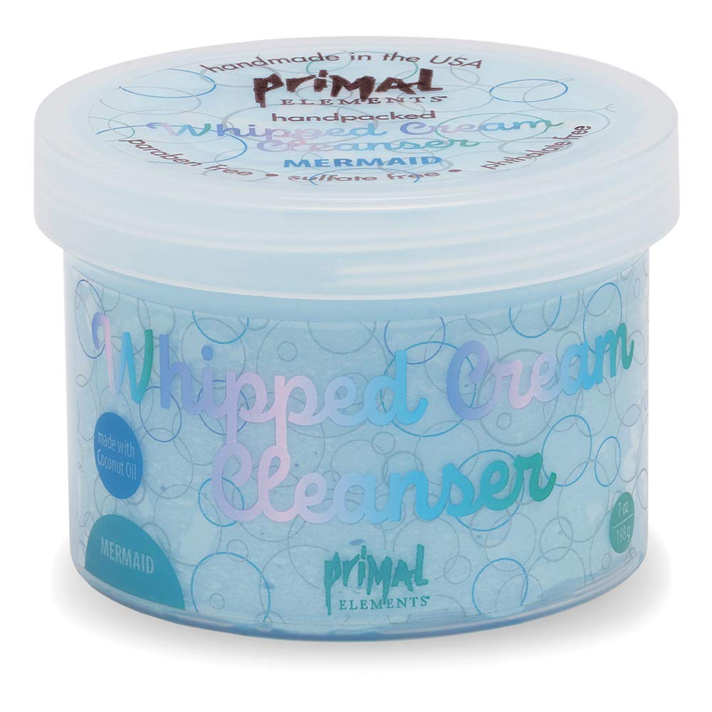 Primal Elements Mermaid Whipped Cream Cleanser - 7 oz Gentle Foaming Face Wash for Dry & Sensitive Skin | Hydrating & Nourishing Daily Facial Cleanser for Women & Men | Perfect for Morning & Night Skincare Routine