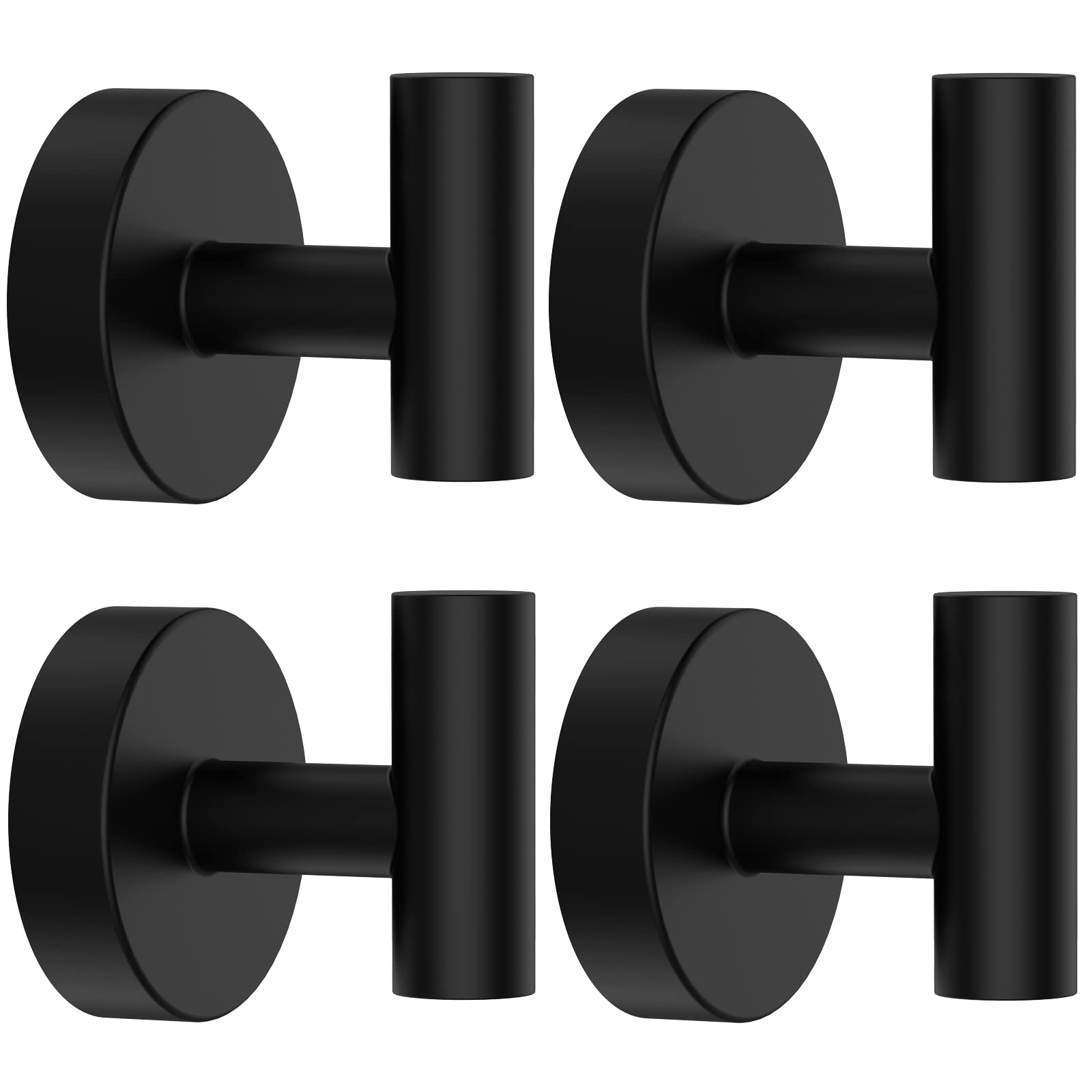 4 Pack Heavy-Duty Matte Black Wall Mounted Towel Hooks - Rustproof Bathroom & Kitchen Towel Hangers for Home, Hotel, Gym - Perfect for Hanging Towels, Robes, and Coats in Bathrooms, Kitchens, and Entryways