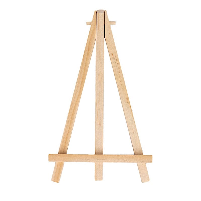 10 Natural Wooden Mini Easel Place Card Holders - Wedding Table Number Stands for Reception, Party, and Event Decor