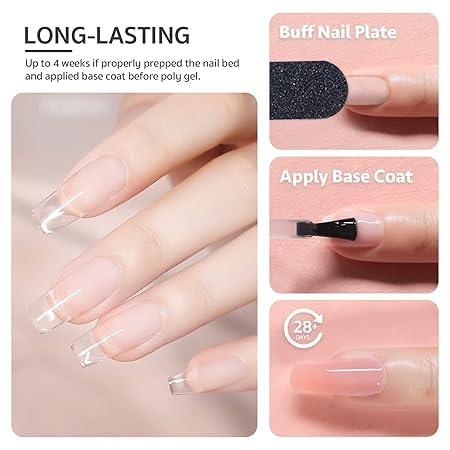 Polygel Nail Extension Kit with Dual Forms, UV Lamp, Base & Top Coat - Complete DIY Gel Nails Set for Home Salon & Professional Use | Perfect for Manicures, Nail Art & Acrylic Extensions