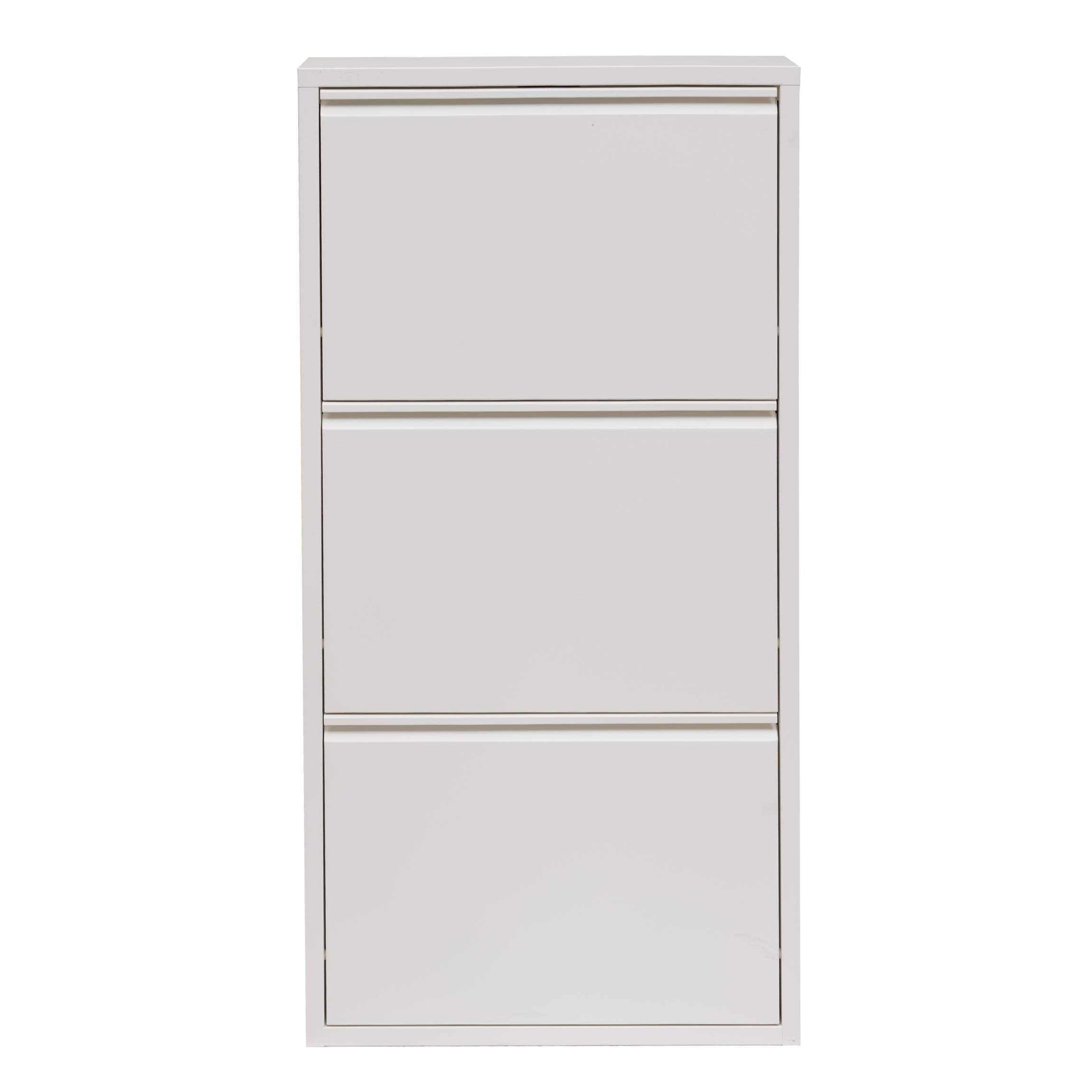 Mabel Home Modern 3 & 4 Drawer Shoe Cabinet - White Shoe Storage Organizer with 3-4 Tiers for Entryway, Closet & Bedroom Organization