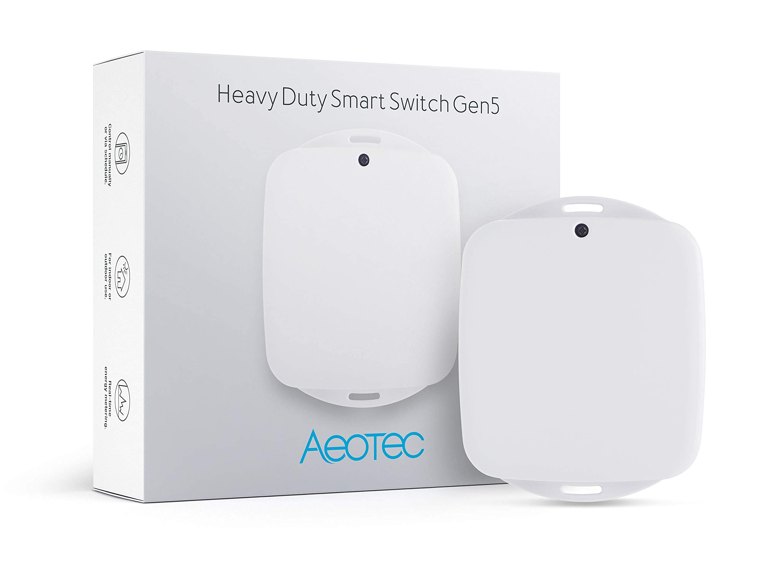 Aeotec Heavy Duty Smart Switch - Z-Wave Plus ON/OFF Controller with 40A Load Capacity & Energy Monitoring | Smart Home Automation for Lights, Appliances & Security Systems