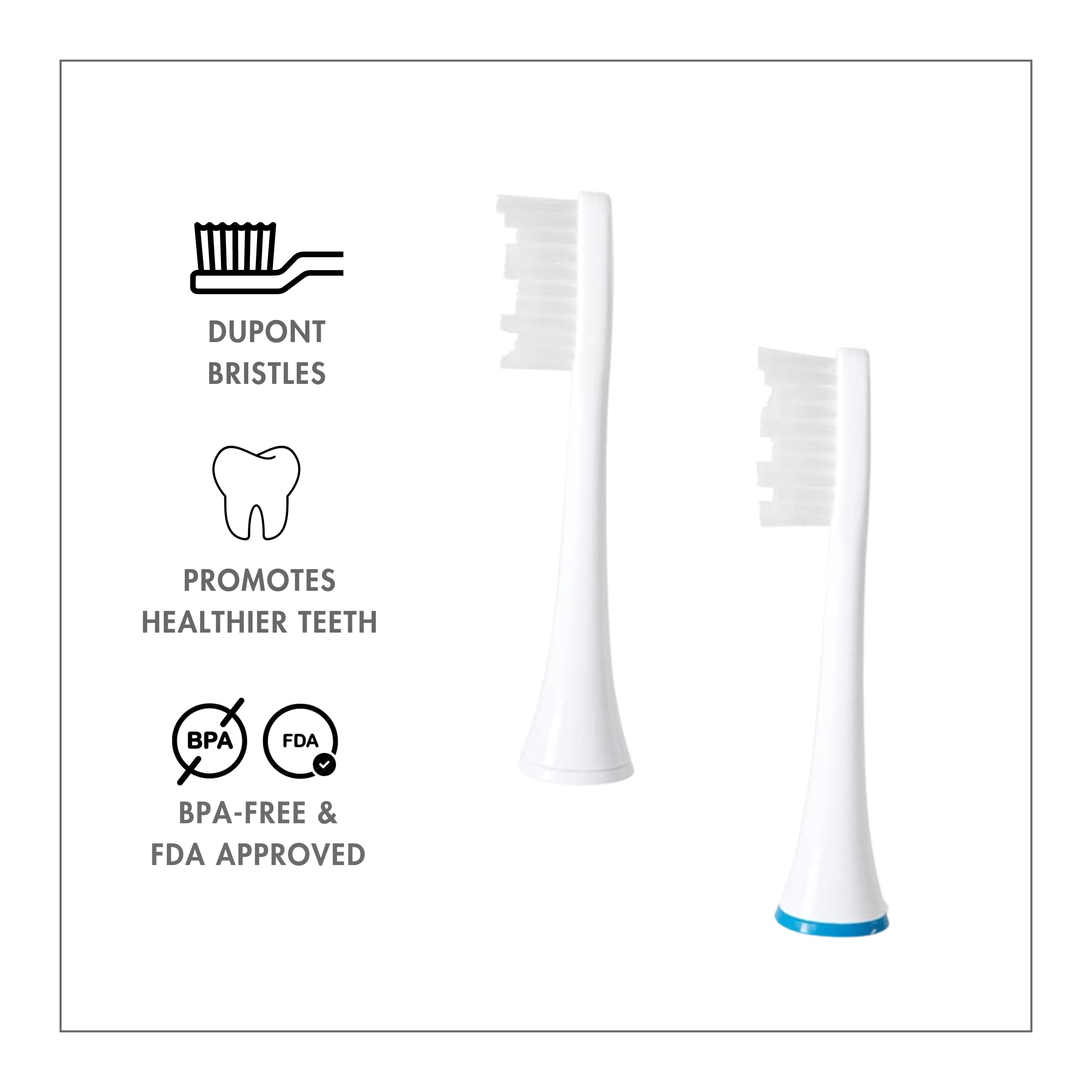 ToiletTree Poseidon Replacement Brush Heads (4 Pack) - Compatible with Poseidon Rechargeable Sonic Toothbrush - Soft Bristles for Gentle Cleaning - Perfect for Travel & Family Oral Care