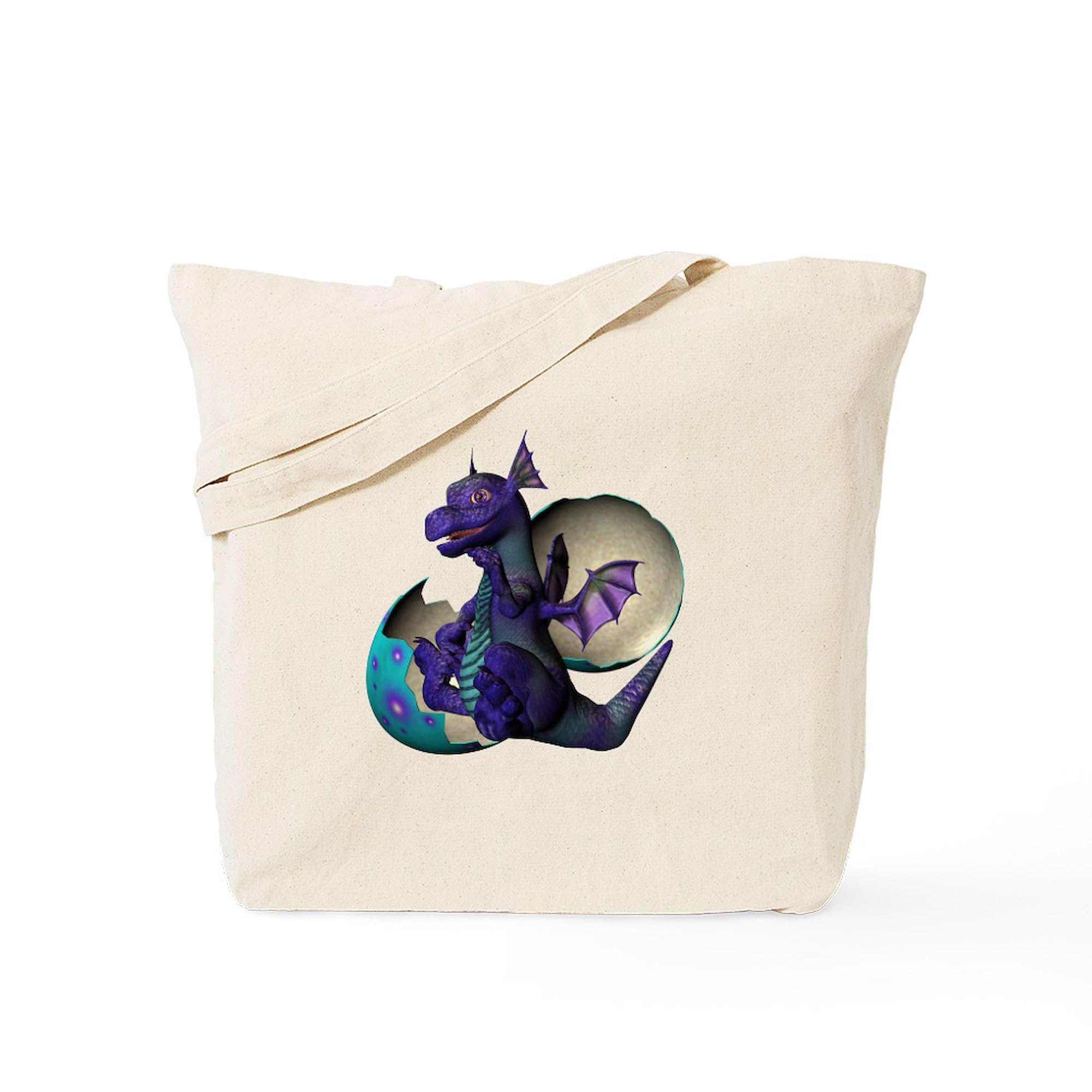 Little Dragon Tote Bag - Natural Canvas Reusable Shopping Bag for Groceries, Beach & Everyday Use | Eco-Friendly Cotton Tote with Unique Dragon Design