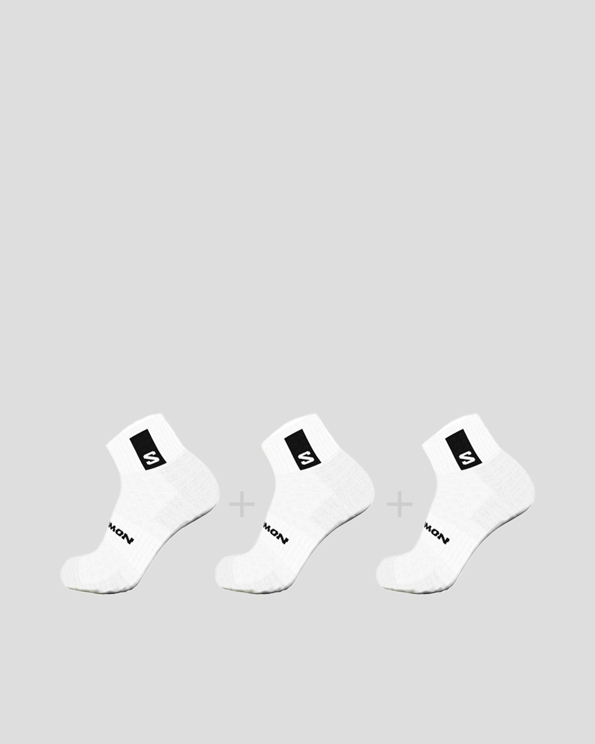 Salomon Everyday Ankle Socks 3-Pack for Men & Women - Breathable Cushioned Athletic Socks for Running, Hiking & Daily Wear (White/White)