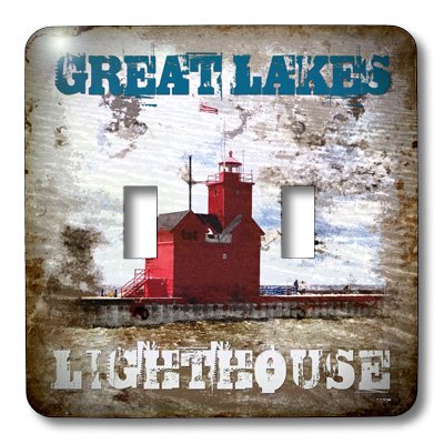 3D Rose Lakes Grunge Photograph Collage Toggle Switch - Lighthouse Design for Home Decor, DIY Projects & Wall Art | Perfect for Light Switches, Cabinets & Electrical Panels