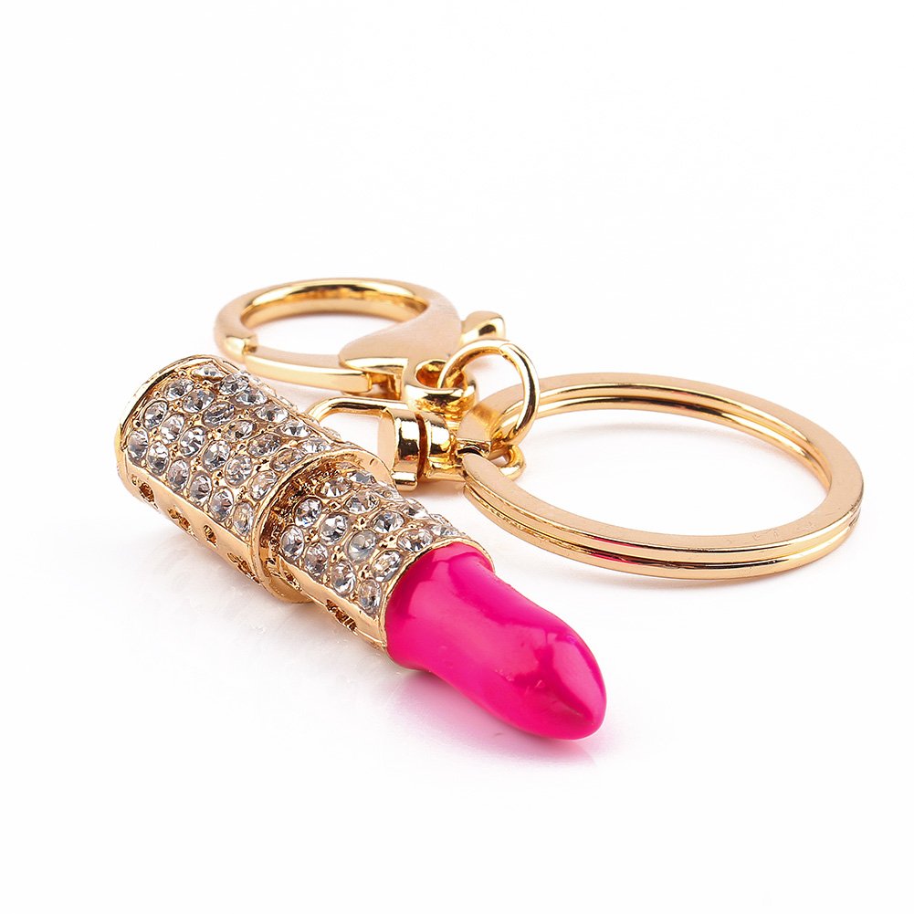 Yosoo Crystal Lipstick Keychain - Rhinestone Purse Charm Pendant for Women & Girls | Fashion Accessories Gift for Christmas, Birthday, Party | Perfect for Handbags, Wallets & Keyrings