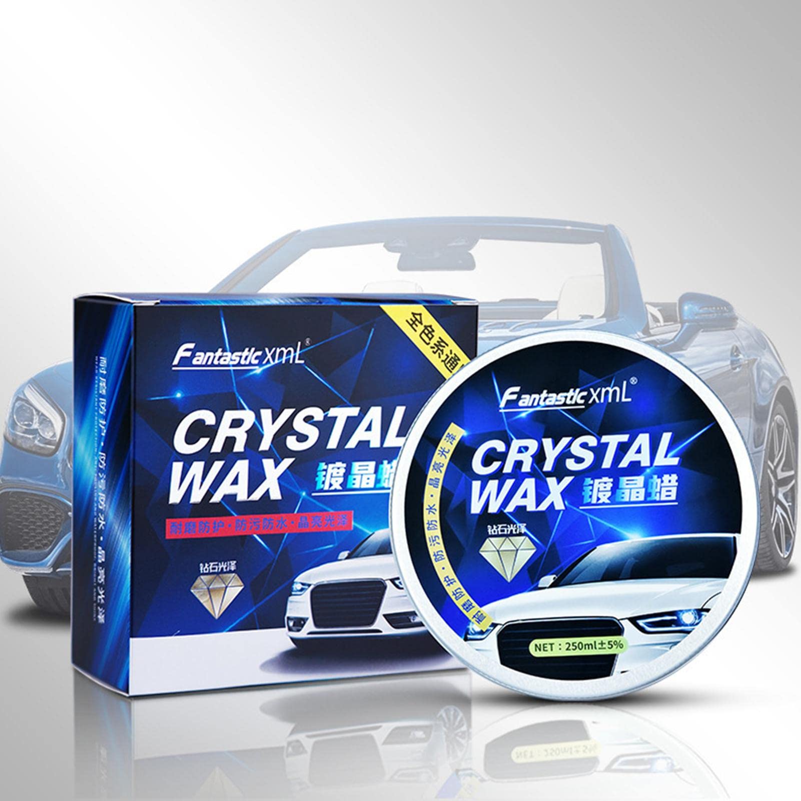 A/R Car Wax Crystal Plating - Hard Glossy Carnauba Paint Coating for Fast Scratch Repair, Includes Waxing Sponge & Towel - Perfect for Car Detailing & Showroom Shine