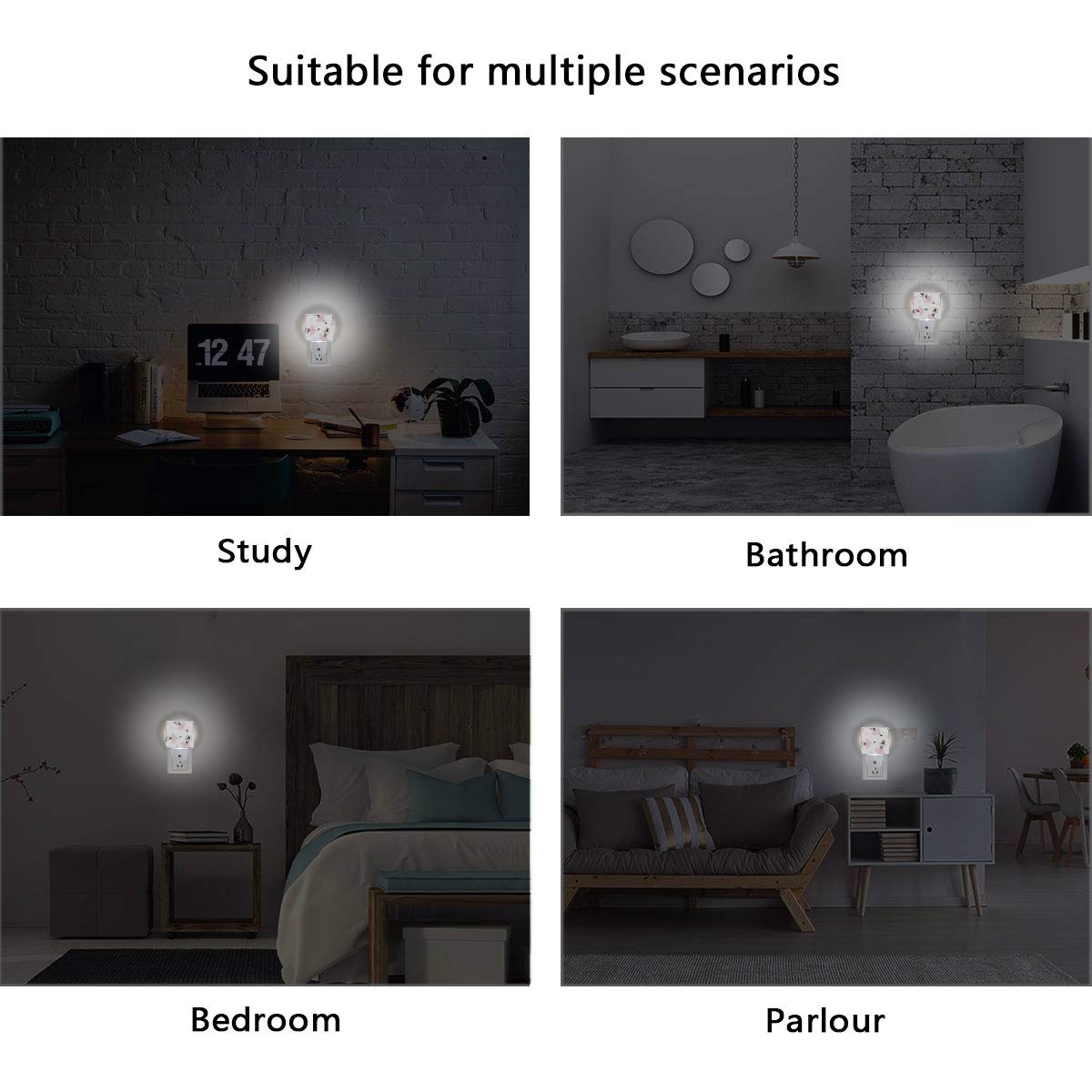 Vikko 2 Pack Cute Ballerina Girl Dancing LED Night Light with Dusk to Dawn Sensor - Plug in Nightlight for Kids & Adults, Perfect for Bedroom, Living Room, Hallway (Home Decor, Nursery, Gift Idea)