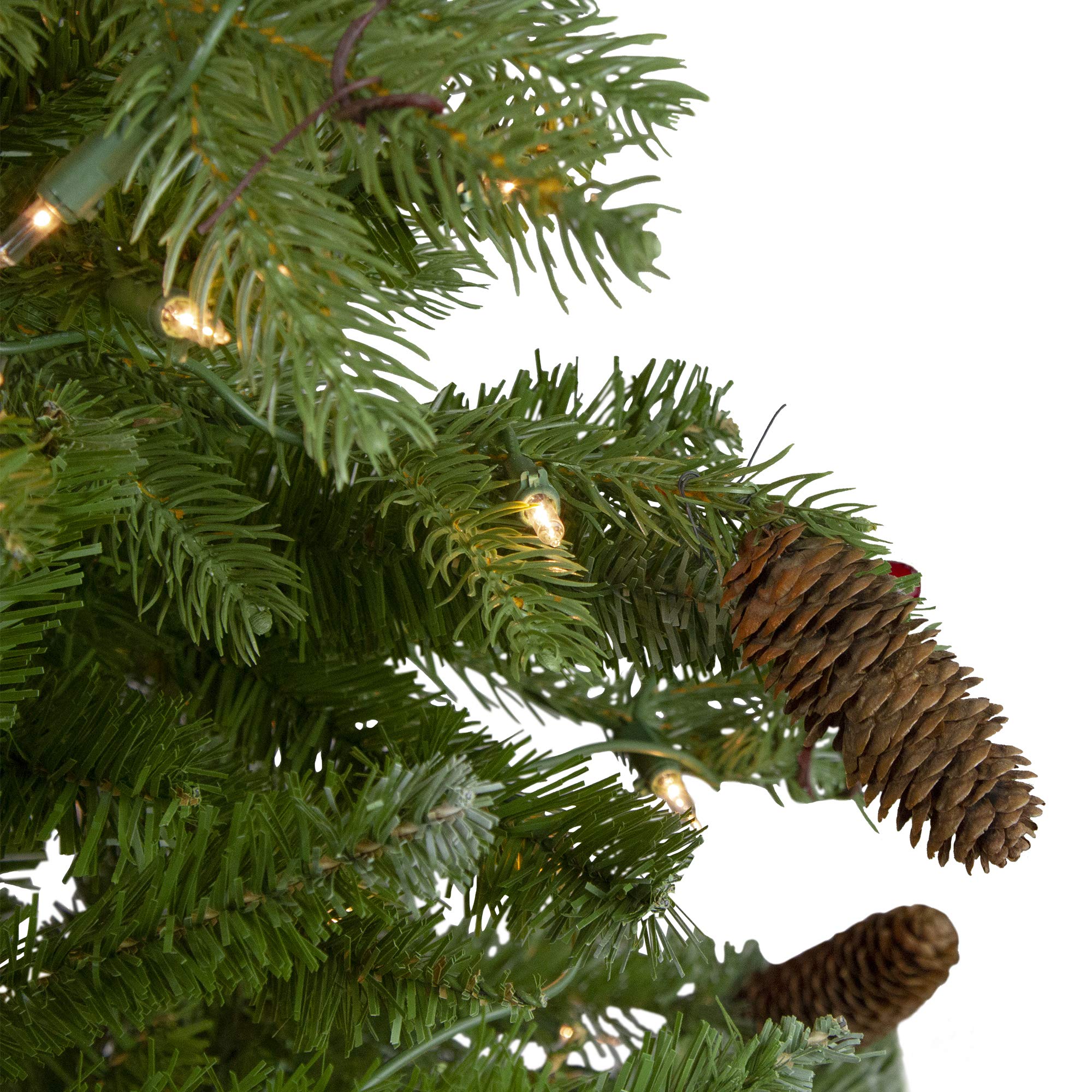 6.5ft Pre-Lit Artificial Christmas Tree with Mixed Winter Berries and Clear Lights - Perfect for Living Room, Office, and Holiday Decorations