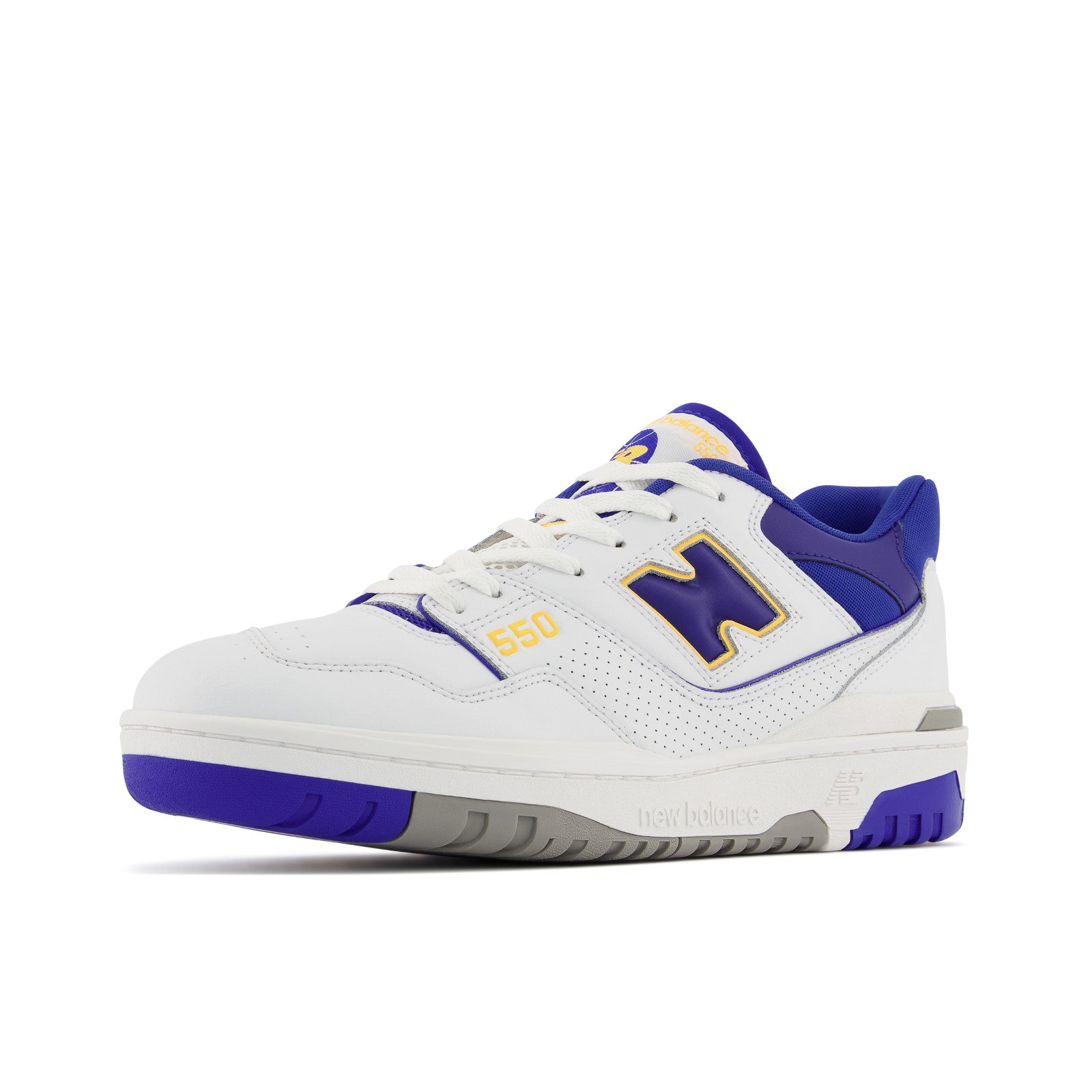 New Balance Men's 550 Basketball Shoes - White/Purple/Gold Colorway - Retro Style for Streetwear & Casual Outfits