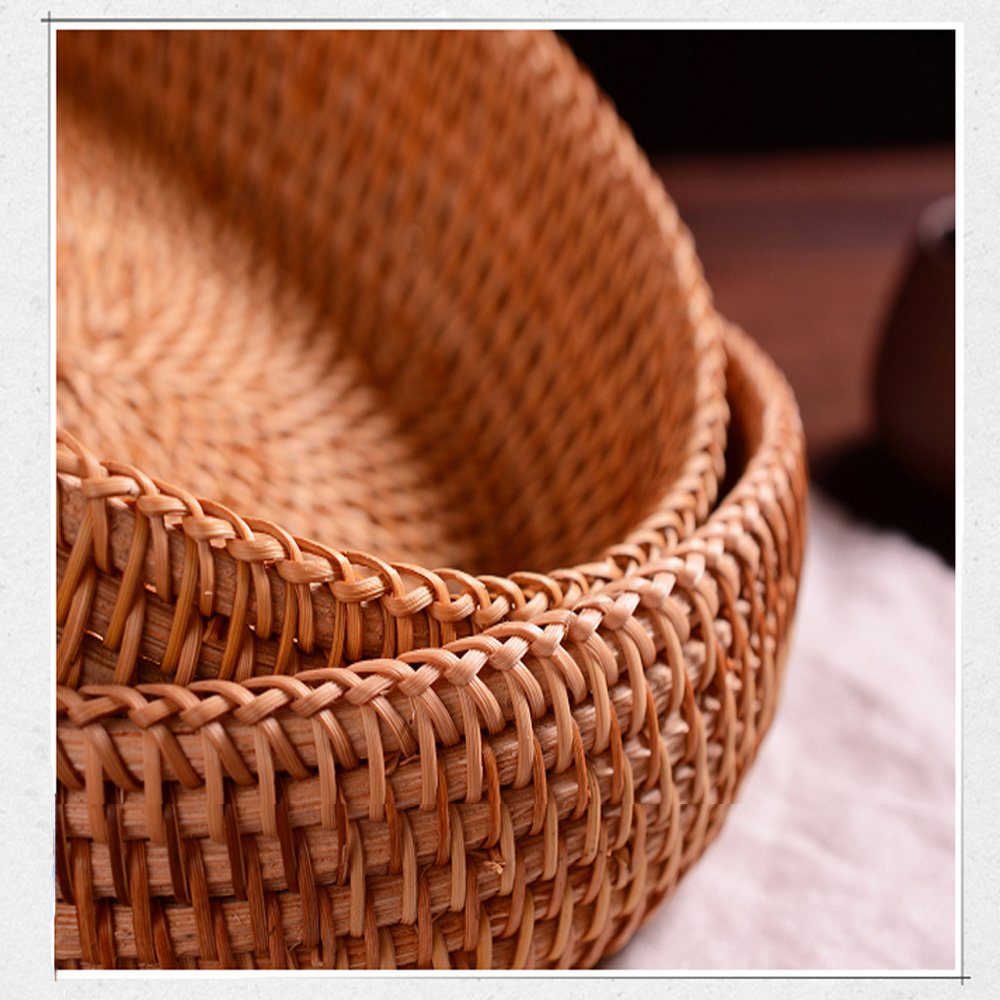 Woven Wicker Key Bowl - Small Round Entryway Storage Basket for Keys, Remote, Wallet & Phone | Decorative Catch-All Tray for Small Items, Candy & Crackers | Perfect for Hallway Tables, Nightstands & Home Organization