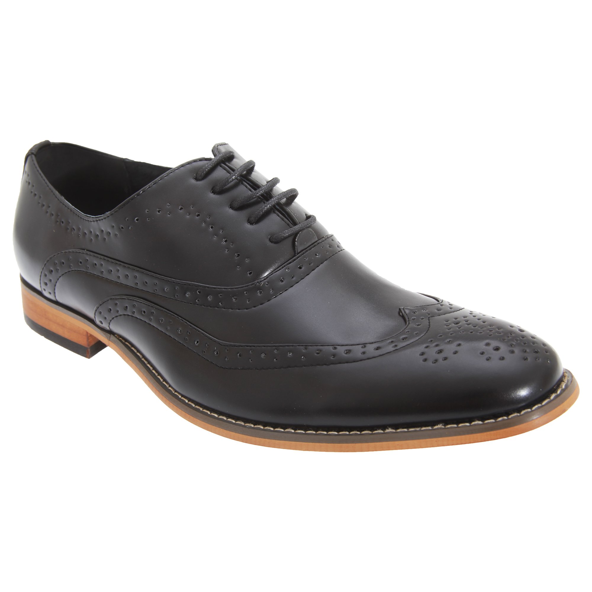 Goor Men's 5-Eyelet Brogue Oxford Shoes - Classic Leather Dress Shoes for Business, Office & Formal Occasions