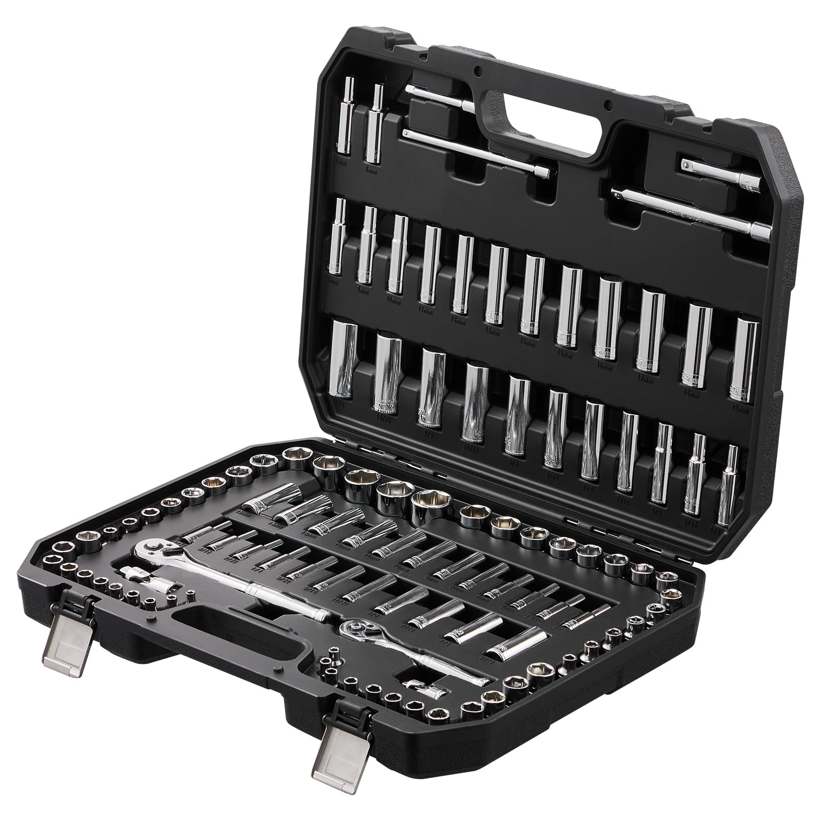 VEVOR 106-Piece Socket and Ratchet Set - 1/4