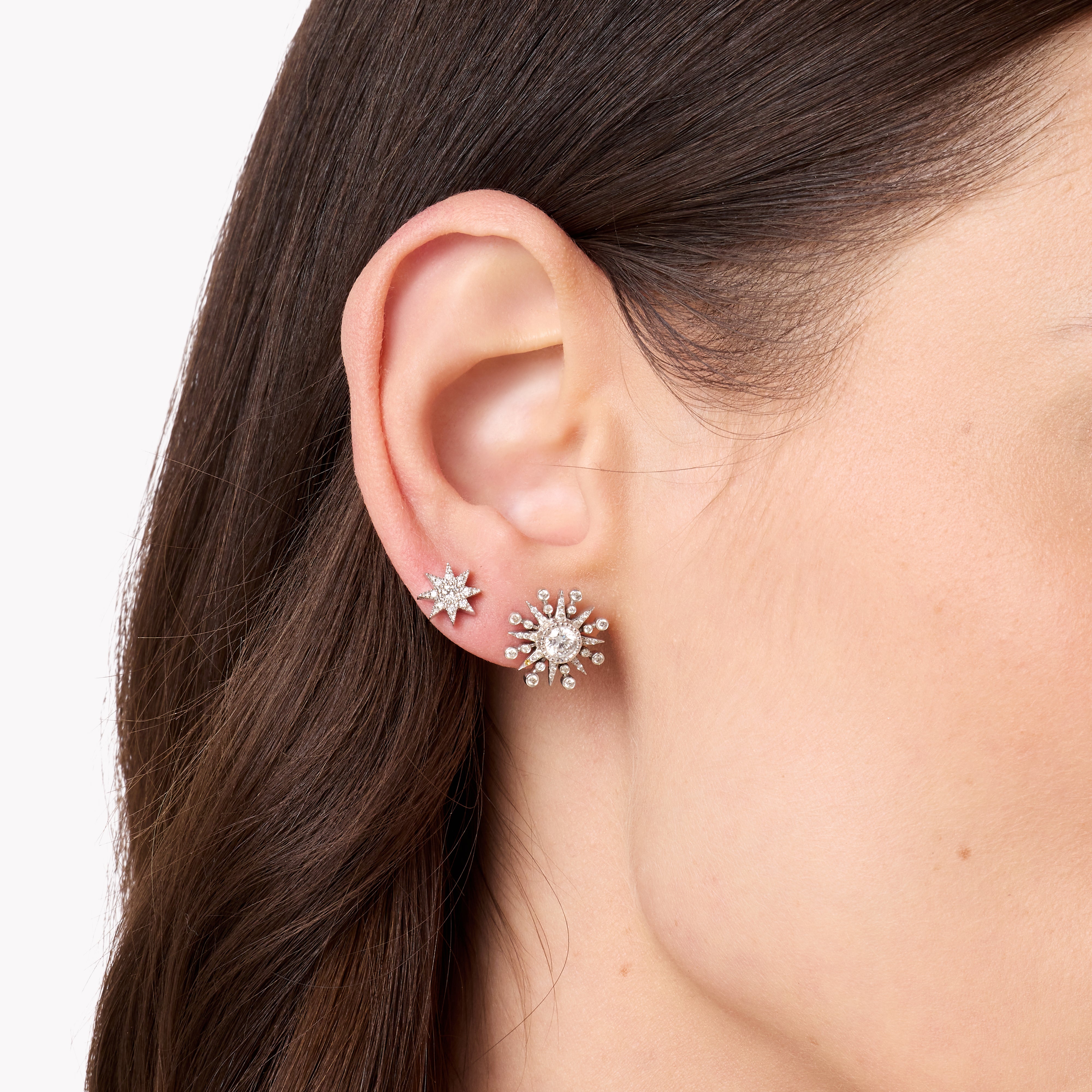 Glow Stars Studs Pavé Earrings for Women - Sparkling Cubic Zirconia Dangle Earrings for Party, Wedding & Evening Wear