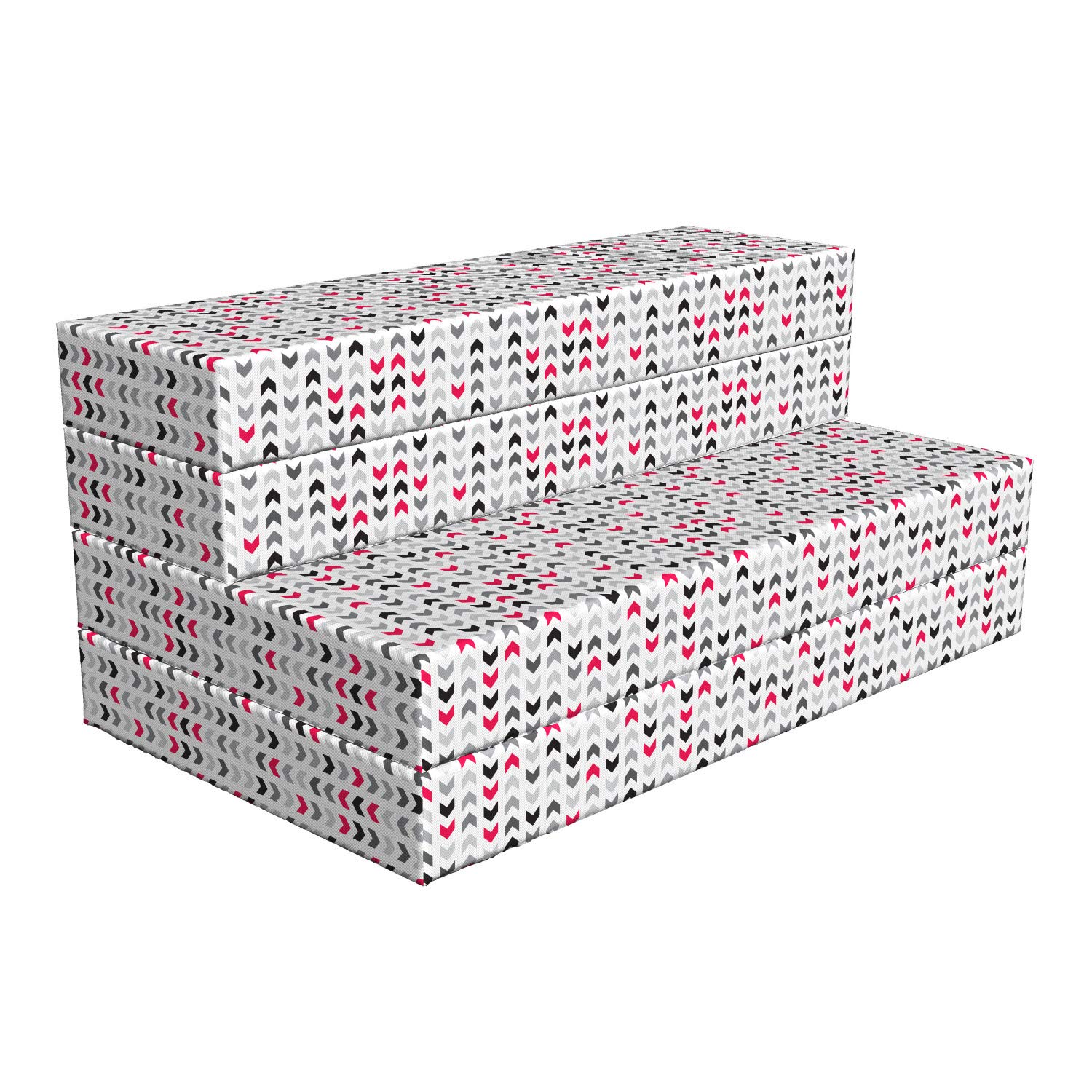 Ambesonne Geometric Foldable Mattress - Red Zig Zag Chevron Pattern, 78.7