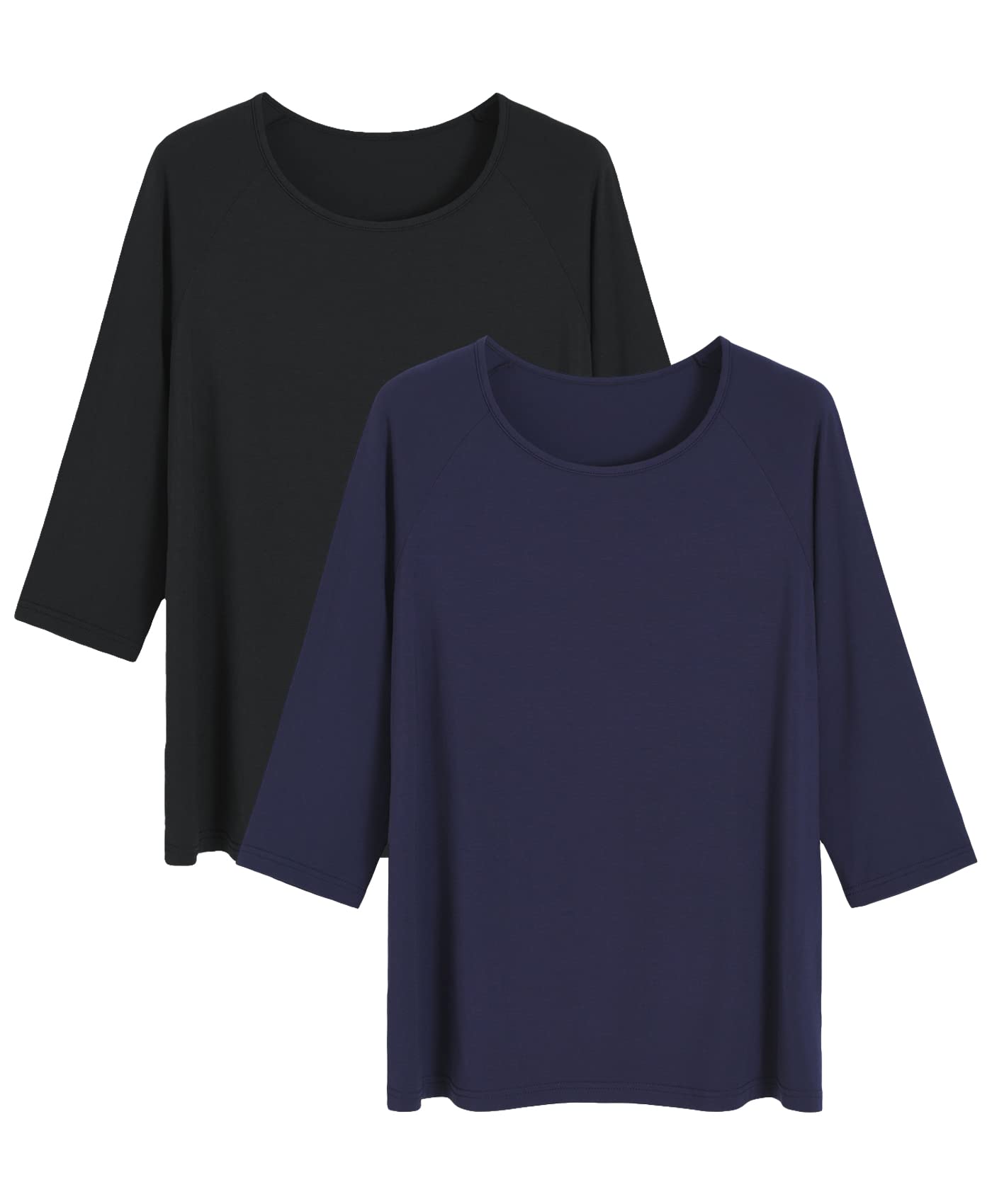 Women's Viscose Pajama Tops - Soft Crewneck Sleep Tee with 3/4 Sleeves for Comfortable Lounge & Nightwear | Perfect for Relaxing at Home, Travel & Sleepwear