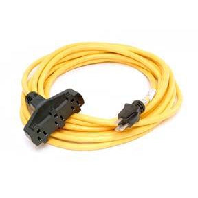 12/3 Triple Tap Direct Wire Extension Cord - 120V Yellow 100 ft (123TTYLW100) - Ideal for Construction Sites, Workshops & Outdoor Power Tools