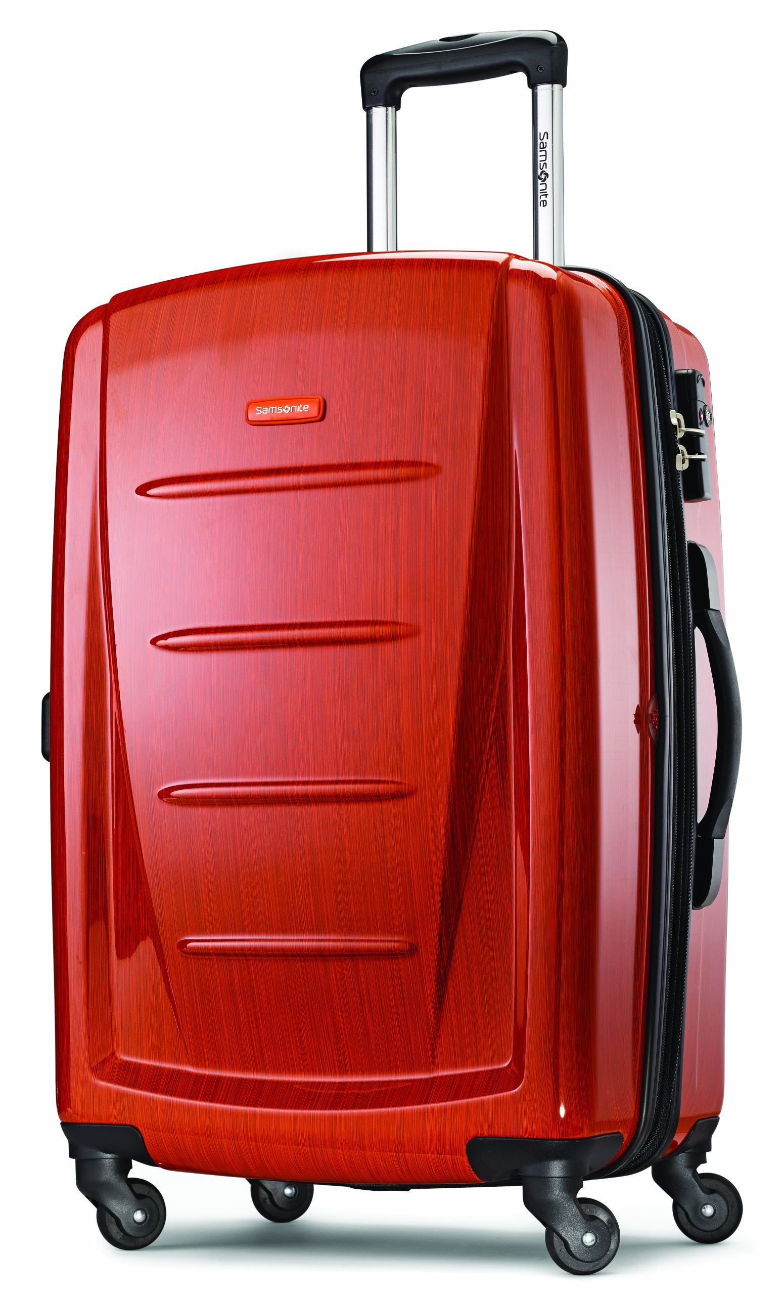 Samsonite Winfield 2 Hardside Expandable Luggage with 360° Spinner Wheels, Orange Checked-Medium 24-Inch Suitcase - Perfect for Air Travel, Business Trips & Family Vacations