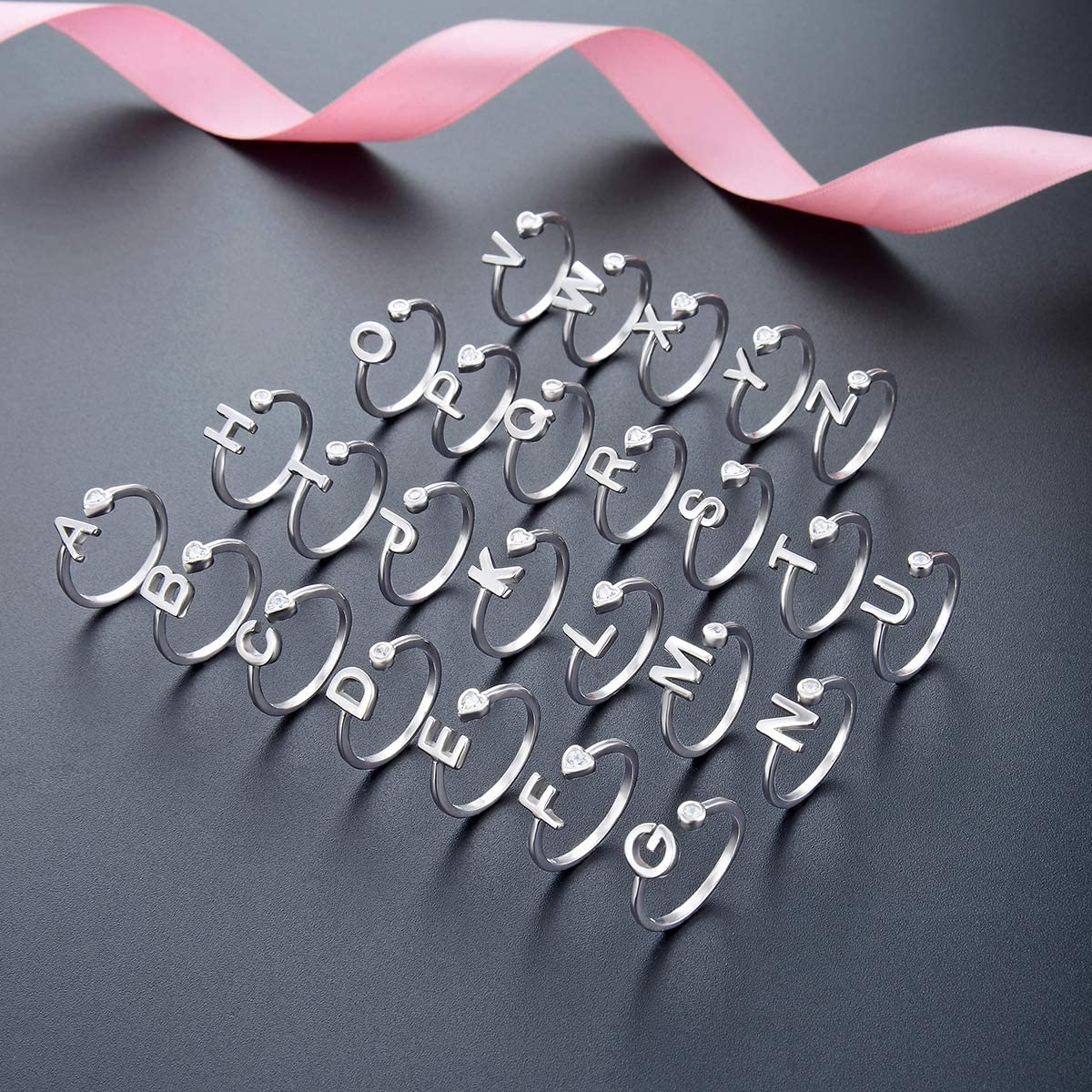 925 Sterling Silver Initial Rings for Women - A-Z Stackable Alphabet Rings, Personalized Jewelry Gifts for Wife, Daughter, Girlfriend | Perfect for Birthdays, Anniversaries, Graduation & Everyday Wear
