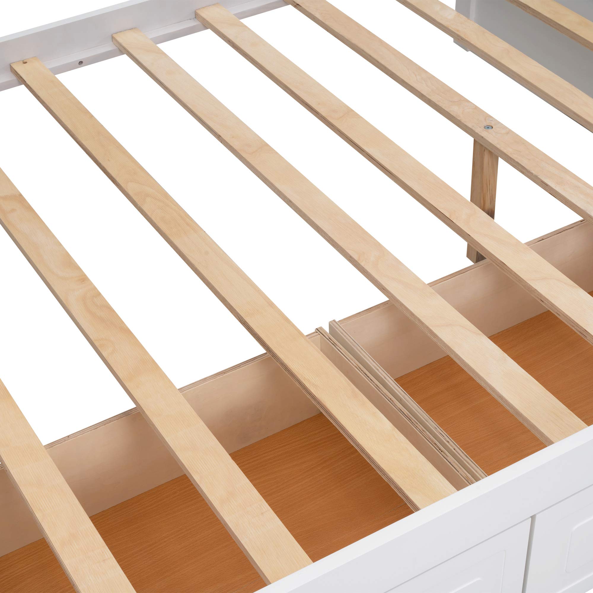 Solid Wood Full Over Full Bunk Bed with Storage Drawers & Ladder - Convertible to Twin Daybeds for Kids & Guest Rooms