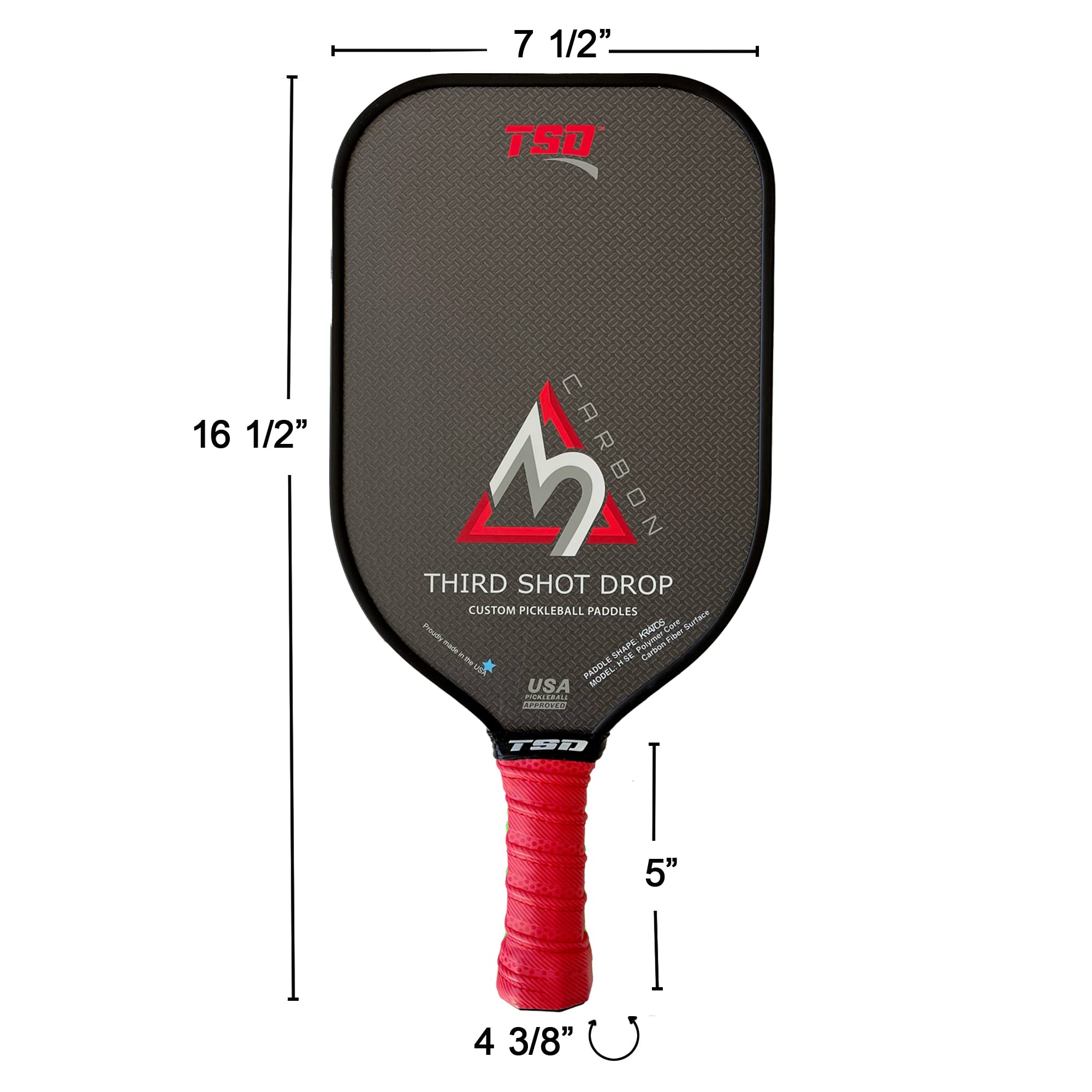 Elongated Shape Pickleball Paddle | Triple Layer Carbon Fiber Diamond Weave Surface (Kratos 2) - Lightweight & Durable for Competitive Play & Outdoor Games