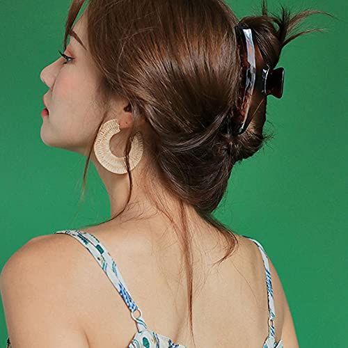 Lnrueg 6PCS Large Hair Claw Clips for Women - Thick Curly & Long Thin Hair Barrettes, Spring Hair Jaw Clips (Simple Big Hair Catcher) - Perfect for Work, Parties & Everyday Styling