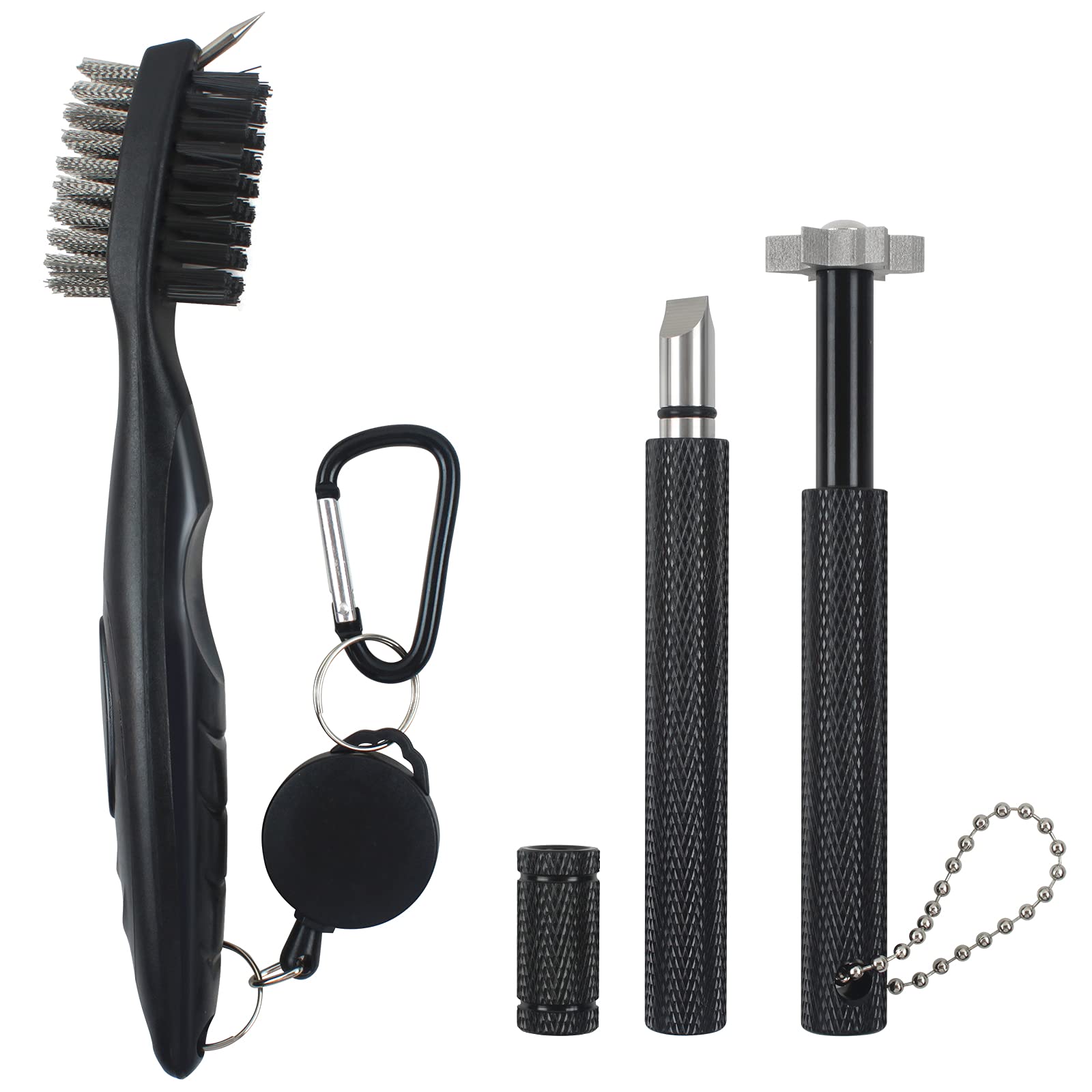 VIPMOON Golf Club Groove Sharpener Tool - Premium Golf Brush & Groove Cleaner with Retractable Zip-line Aluminum Carabiner | Wedge & Iron Groove Sharpener for U & V-Grooves | Essential Golf Accessories for Men | Perfect for Driving Range Practice & Course Maintenance