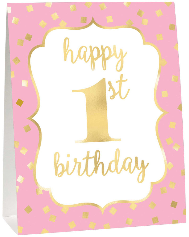 1st Birthday Girl Decorating Kit - Pack of 12 Party Supplies for Baby's First Birthday Celebration, Baby Shower & Milestone Decorations