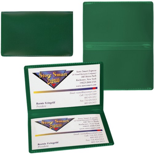 StoreSMART - 100 Pack Green Folding Business Card Holders - Durable Polypropylene Plastic Card Cases (RPP2915G-100) - Perfect for Networking Events, Trade Shows & Office Organization