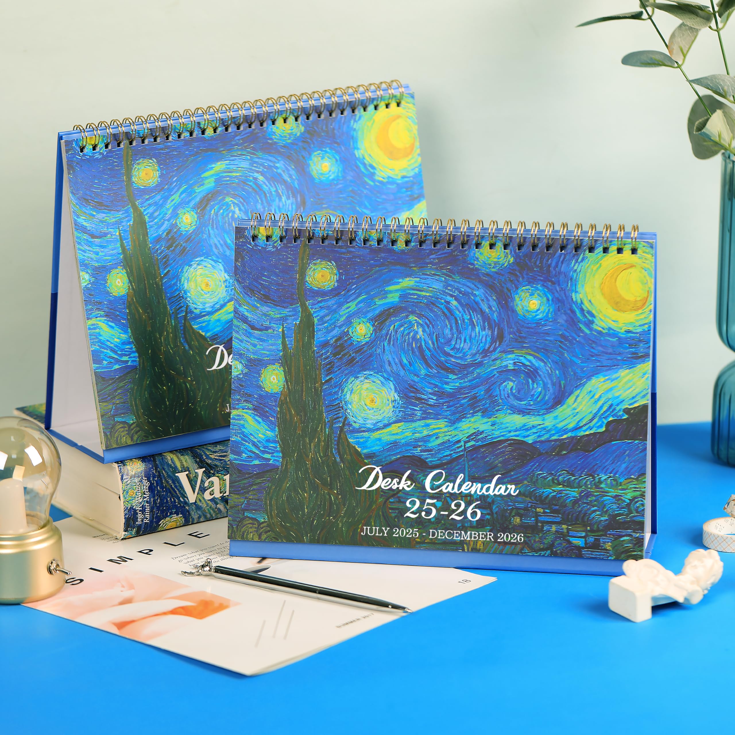 2025-2026 18-Month Desk Calendar | July 2025 - December 2026 | Standing Flip Desktop Planner | 9.8