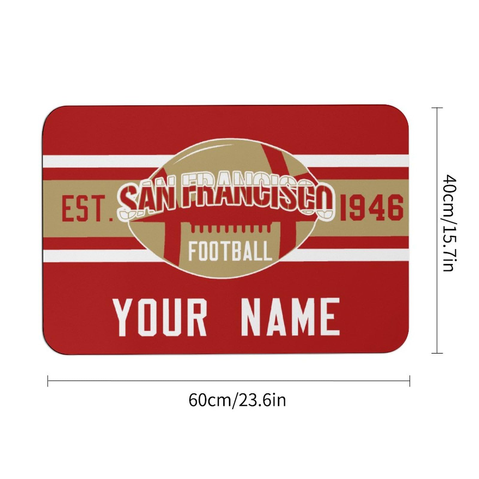 Personalized San Francisco Themed Indoor Floor Door Mats - Custom Name/Number Bath Mats for Football Fans | Non-Slip Home Decor Gift for Living Room, Bedroom & Bathroom