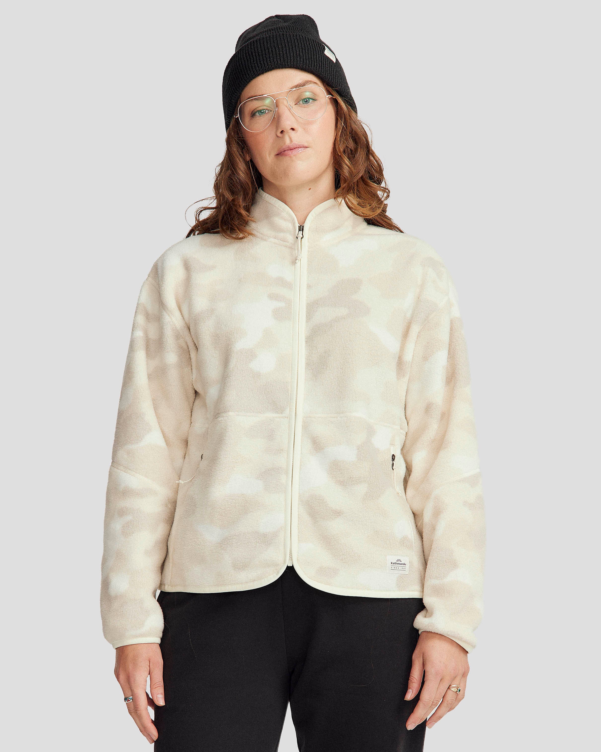 Women's Trailhead Fleece Jacket - Natural Tree Camo Print, Lightweight Hiking Jacket for Outdoor Adventures, Camping & Winter Wear