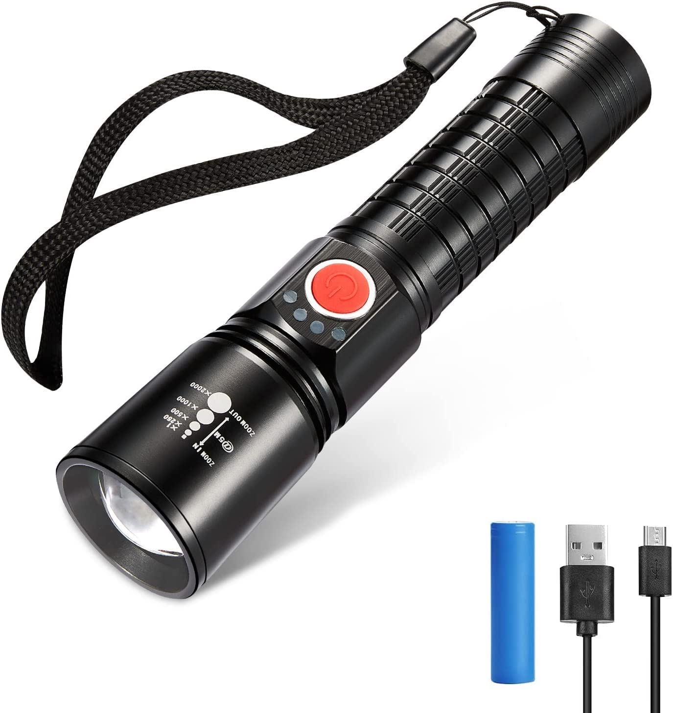 Fasiphe 1000 Lumen LED Flashlight - High Power Rechargeable Tactical Flashlight with 5 Modes, Waterproof & Durable for Camping, Hiking, Emergency, Outdoor Adventures (Perfect for Night Fishing, Power Outages & Search & Rescue)