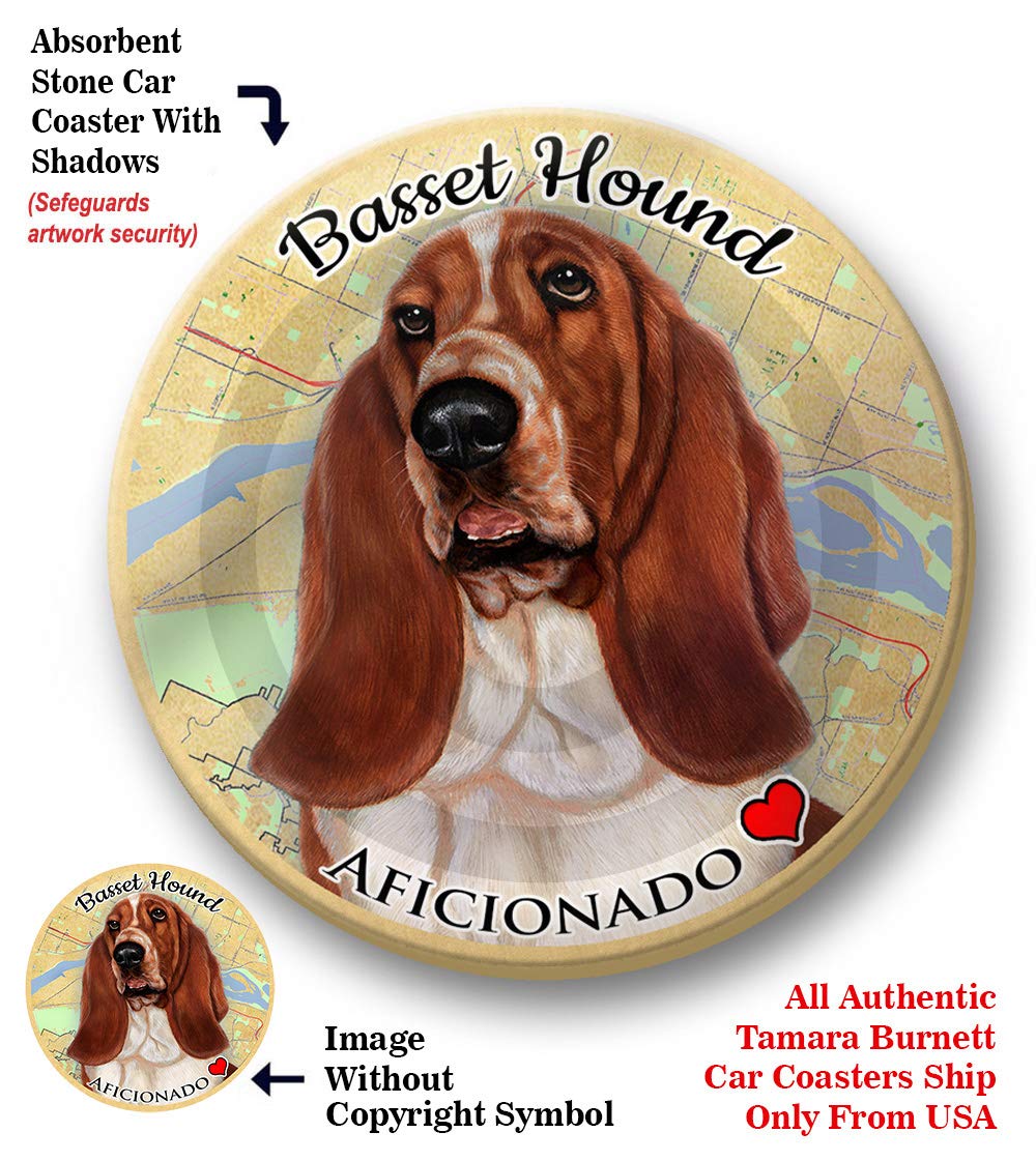Basset Dog Coasters - Absorbent Ceramic Cup Holders for Pets & Cars