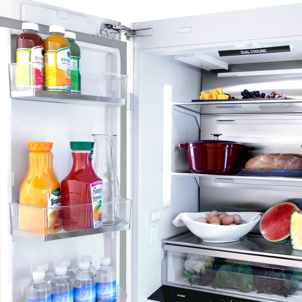 ZLINE Autograph Edition 36 Inch Panel Ready French Door Built-In Refrigerator - 19.6 cu ft Capacity, Bottom Freezer, Water Dispenser & Ice Maker, Matte Black Accents (RBIVZ 36 MB) - Perfect for Modern Kitchens and Open-Concept Homes