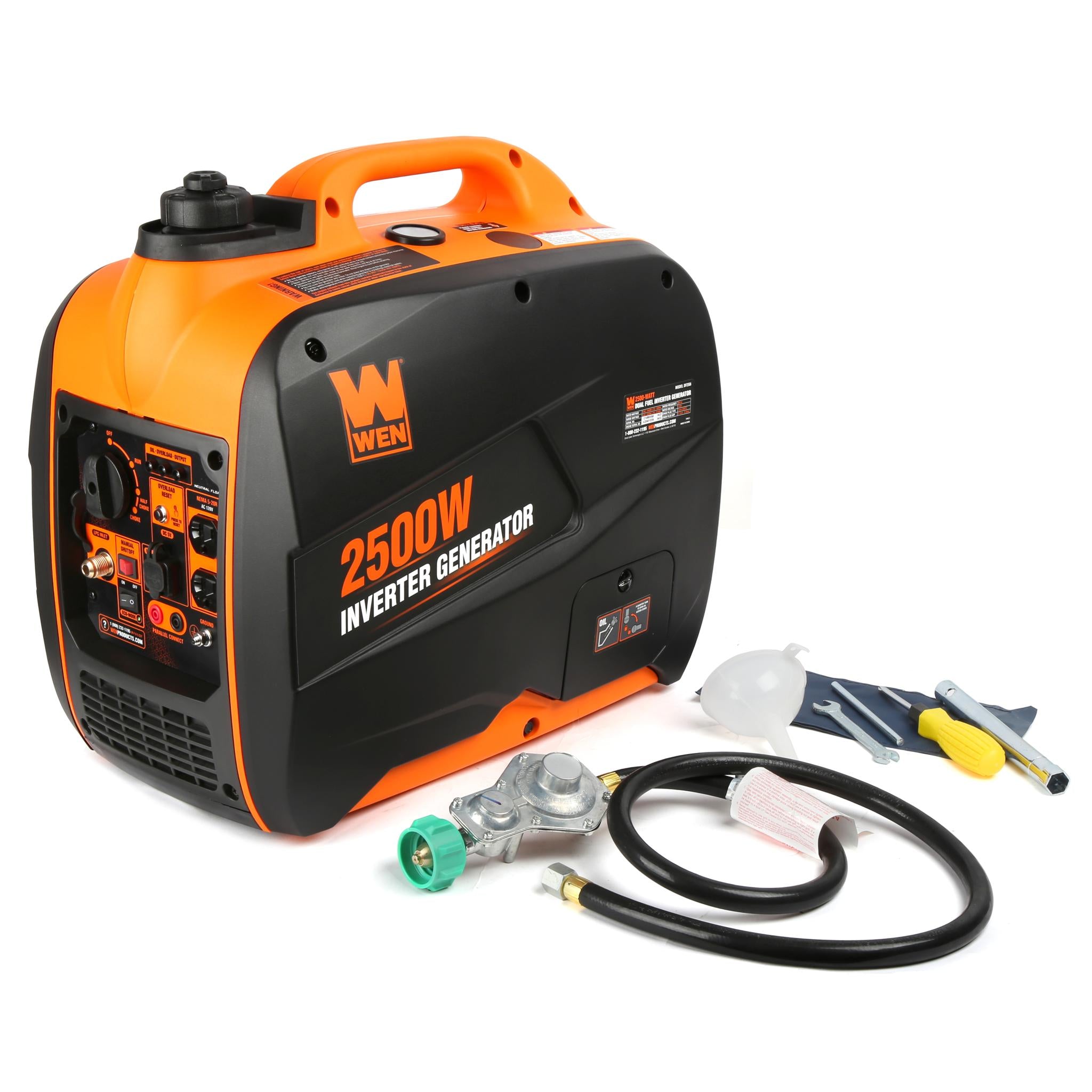 WEN DF250i 2500W Super Quiet Portable Dual Fuel Inverter Generator with Fuel Shut Off - Perfect for Camping, RV Trips & Emergency Power Backup