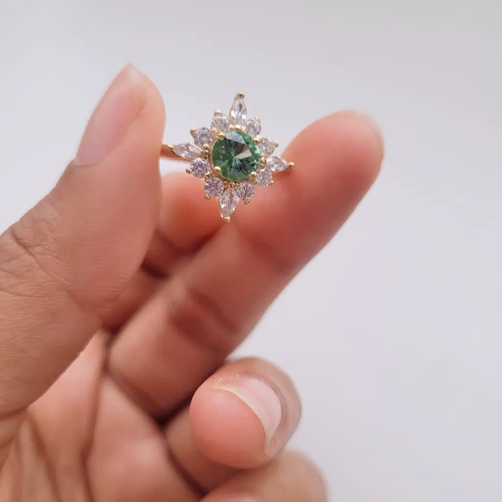 Anna Ring - Light Emerald Green Cubic Zirconia Sterling Silver Ring for Women | Elegant Jewelry Gift for Birthday, Anniversary & Special Occasions
