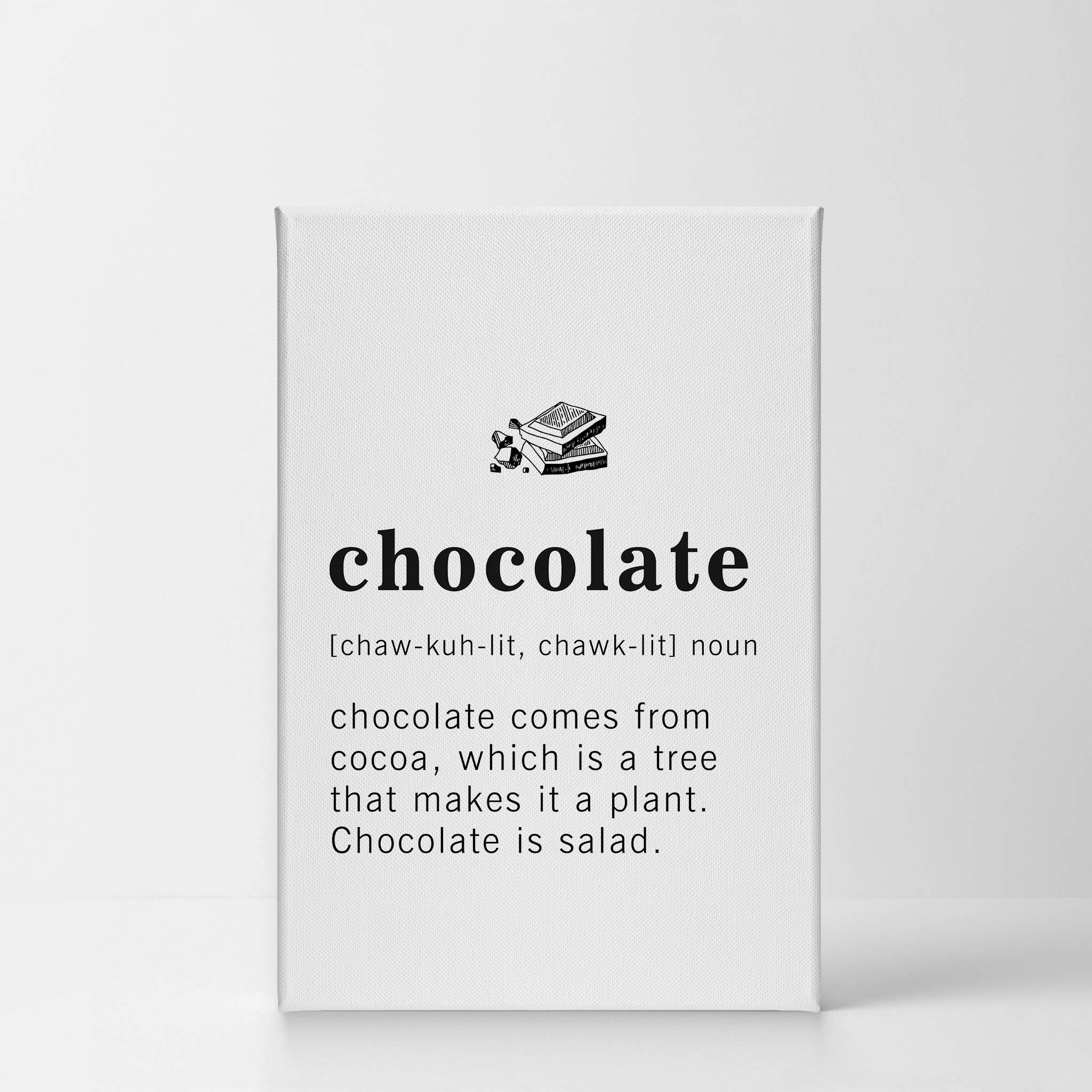 Funny Chocolate Definition Canvas Print - Inspirational Dictionary Quote Wall Art for Office, Living Room & Bedroom Decor - Ready to Hang 36x24 - Made in USA | Perfect Gift for Chocolate Lovers & Home Decoration